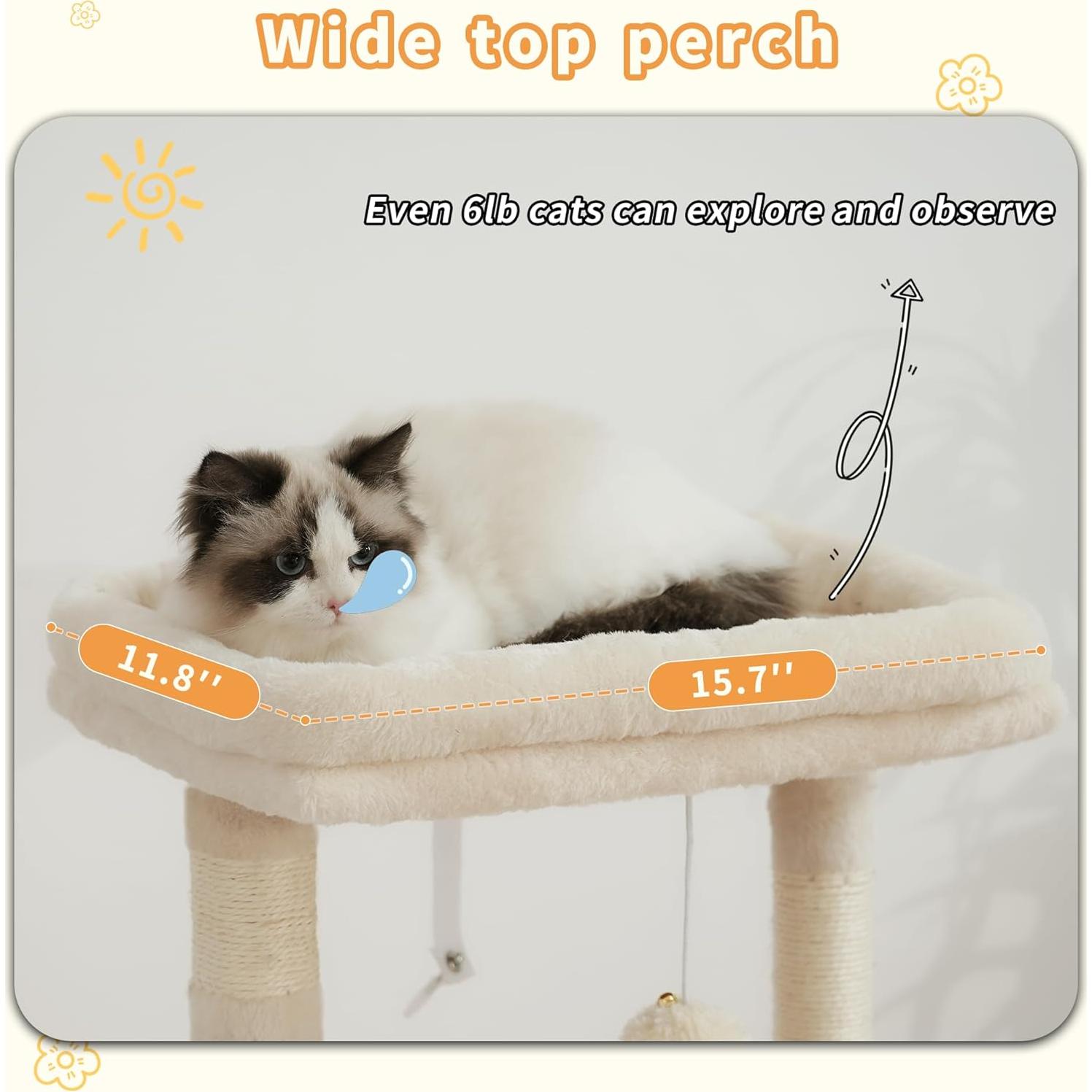 Árbol para Gatos Heybly HCT008SM con Cesta Grande Beige