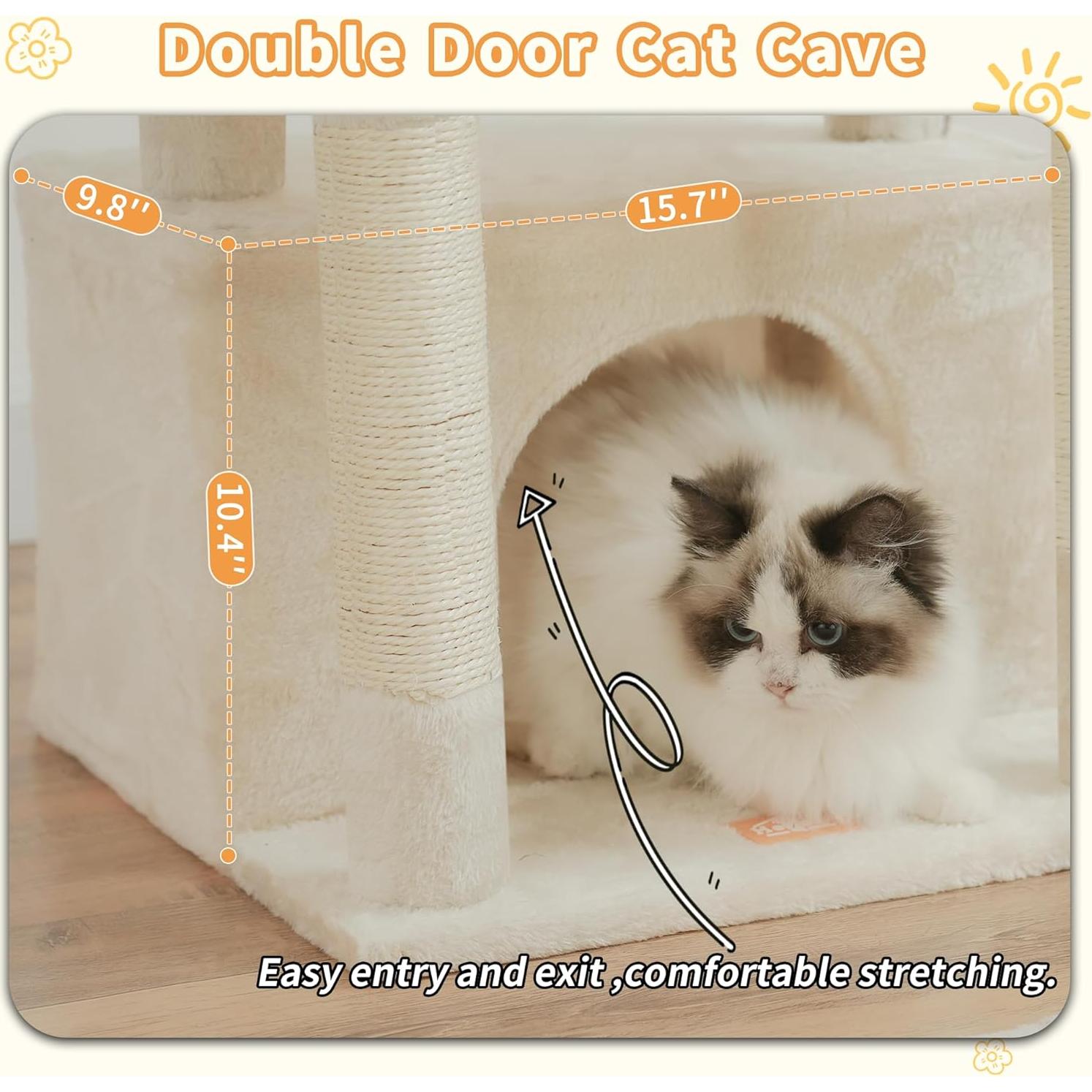 Árbol para Gatos Heybly HCT008SM con Cesta Grande Beige