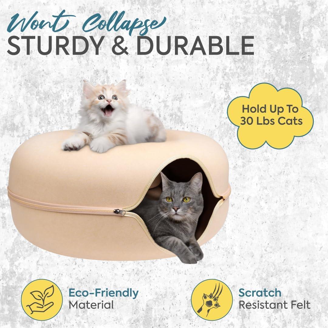 Cama Túnel Donut para Gatos Laluz 2021 Grande Beige 60x60 cm