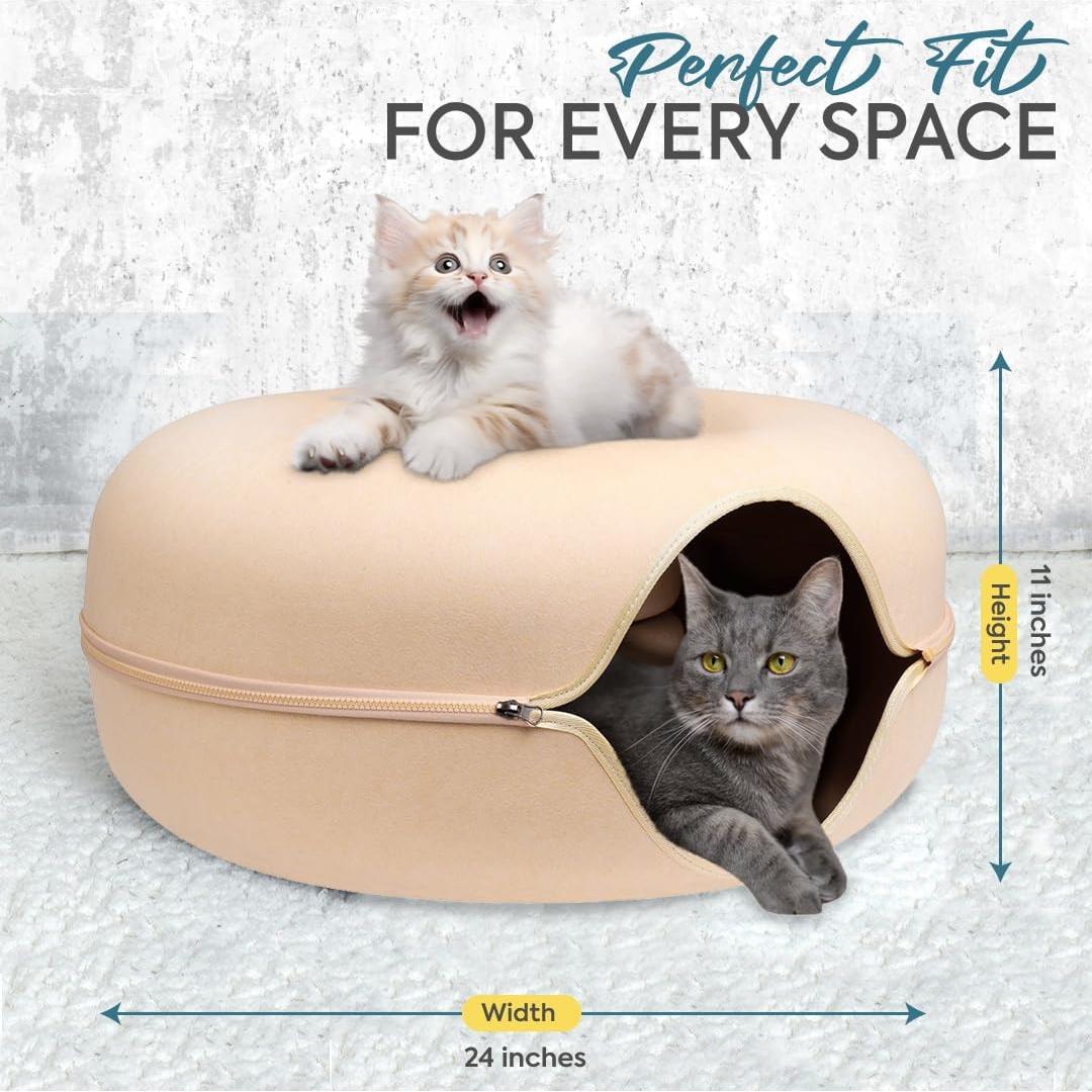 Cama Túnel Donut para Gatos Laluz 2021 Grande Beige 60x60 cm