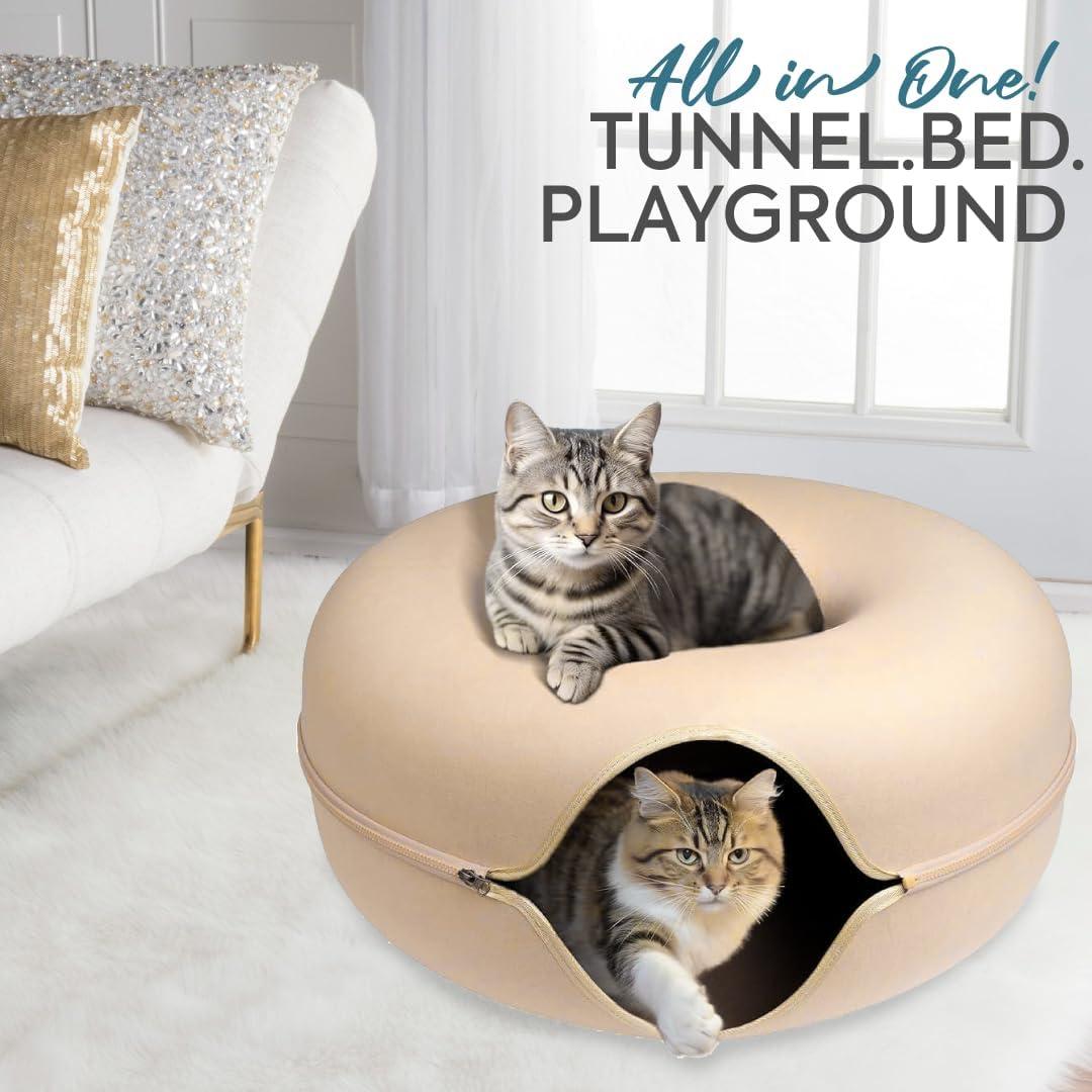 Cama Túnel Donut para Gatos Laluz 2021 Grande Beige 60x60 cm