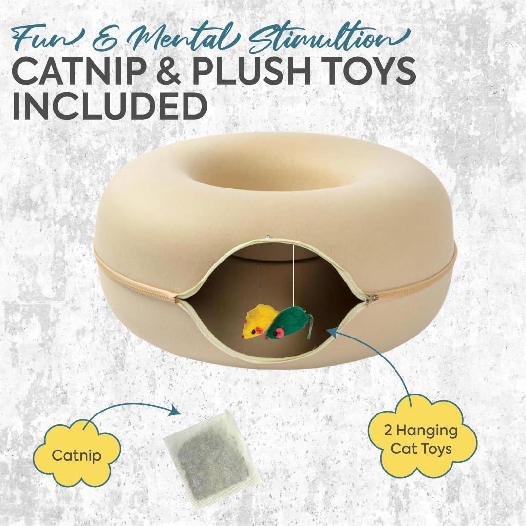 Cama Túnel Donut para Gatos Laluz 2021 Grande Beige 60x60 cm