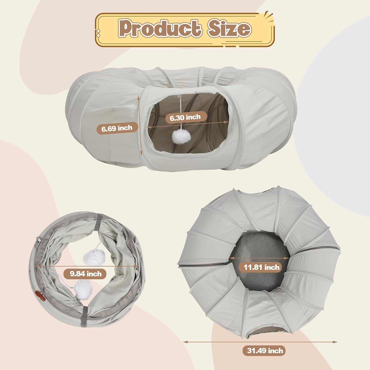 Cama túnel para gatos Tianwide 27.9 cm suave y plegable