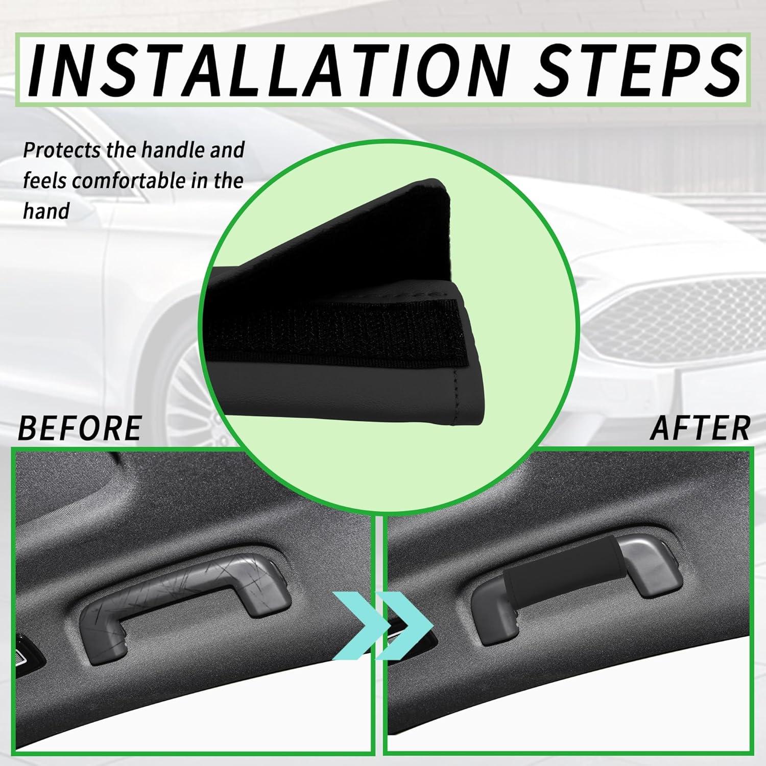 Protector de Manija de Puerta de Auto Carleef 2 Piezas Cuero Negro