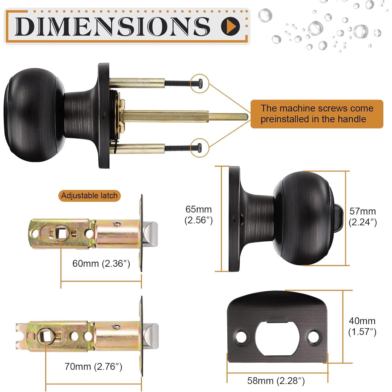 Perillas de Puerta Probrico de Bronce Aceitado - Paquete de 5