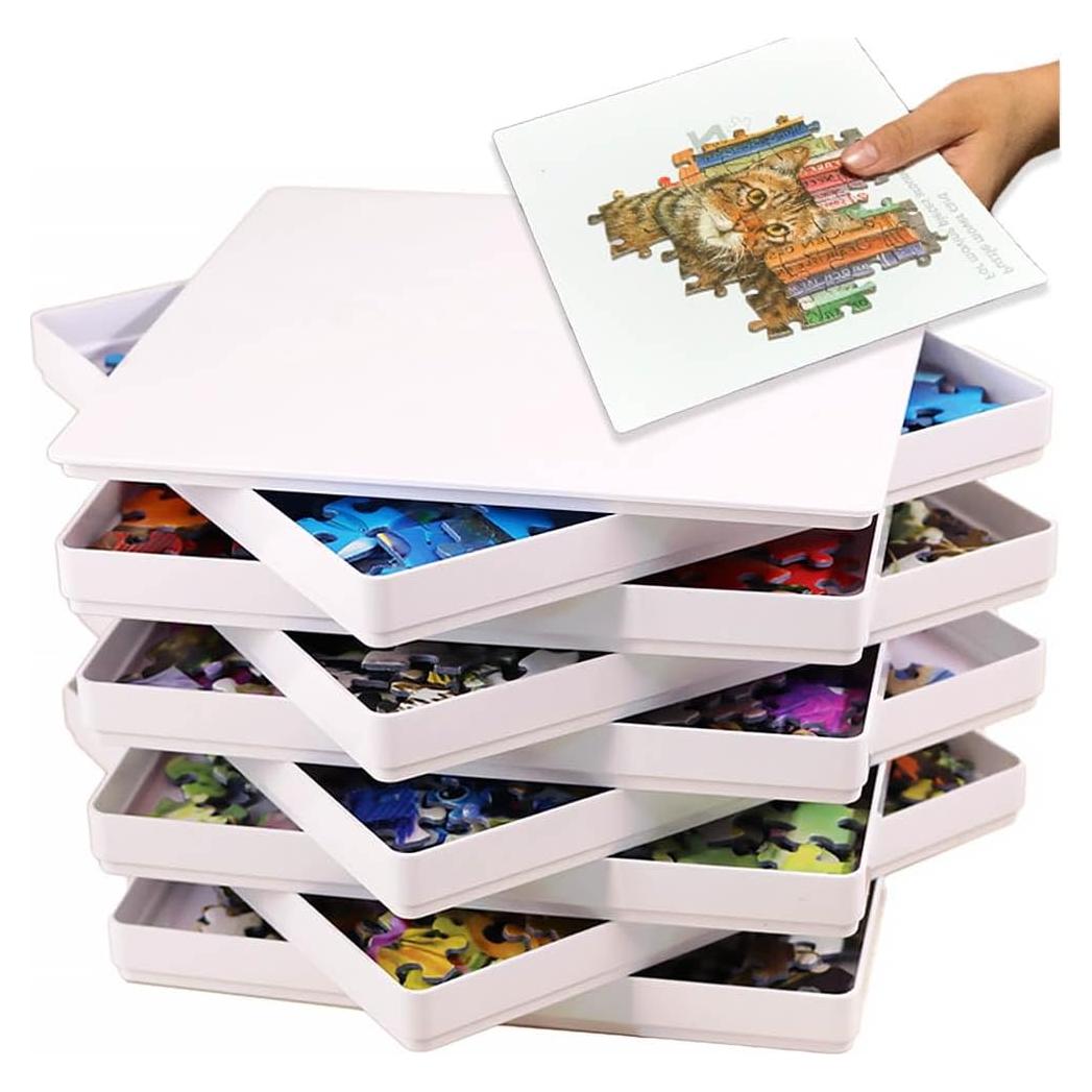 Organizador de Rompecabezas PUZZLE EZ 8 Bandejas con Tapa