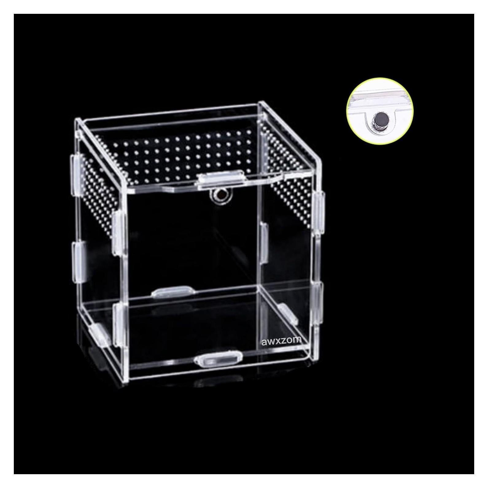 Caja Acrílica Magnética 9x9x9.5cm para Insectos y Reptiles
