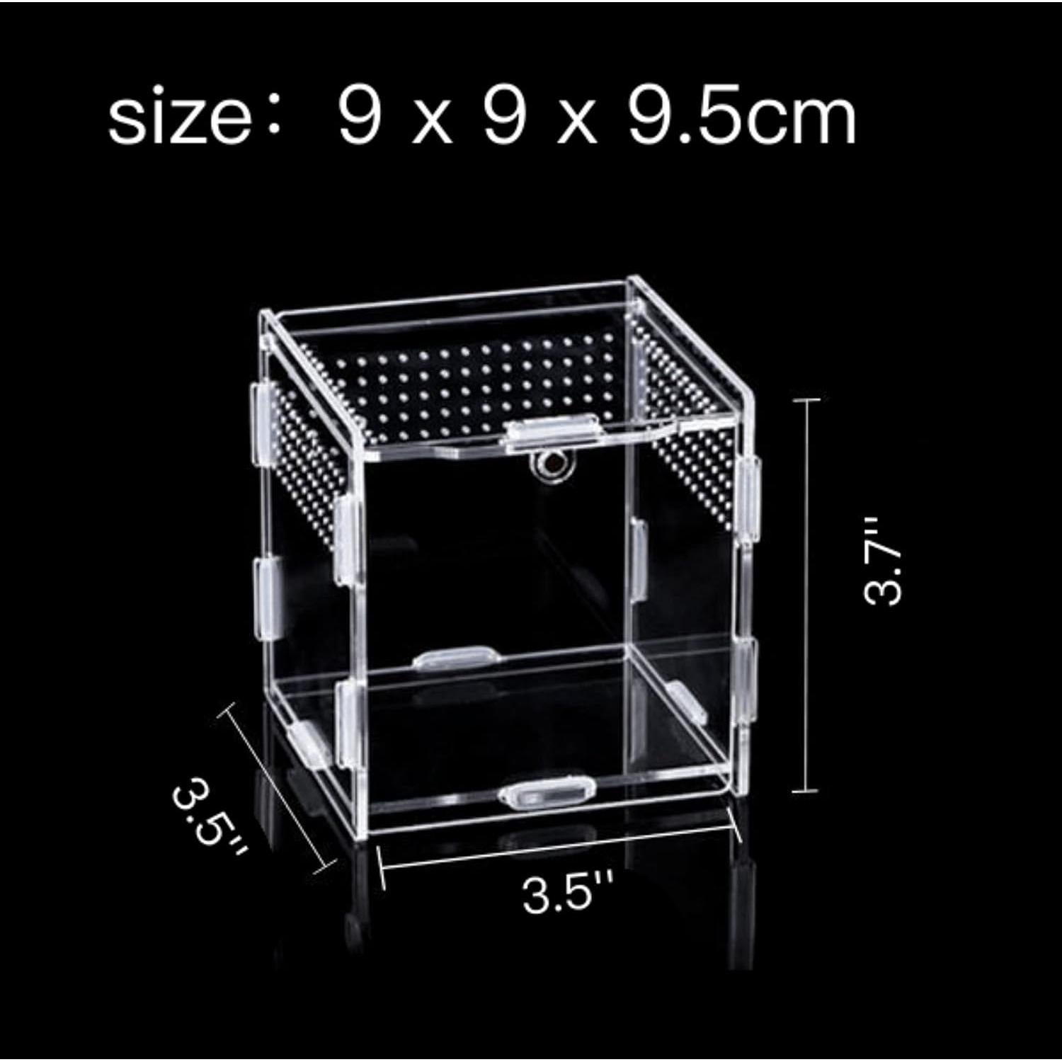 Caja Acrílica Magnética 9x9x9.5cm para Insectos y Reptiles