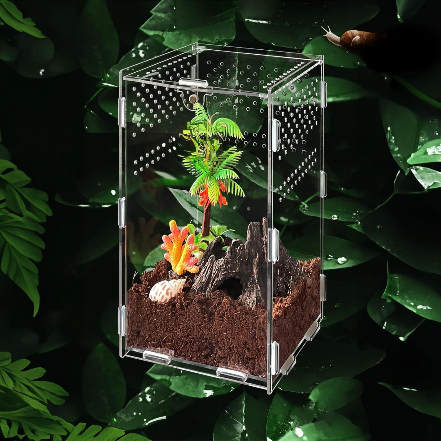 Terrario Acrílico Micro Hábitat TREELF 20.3x11.9x11.9 cm
