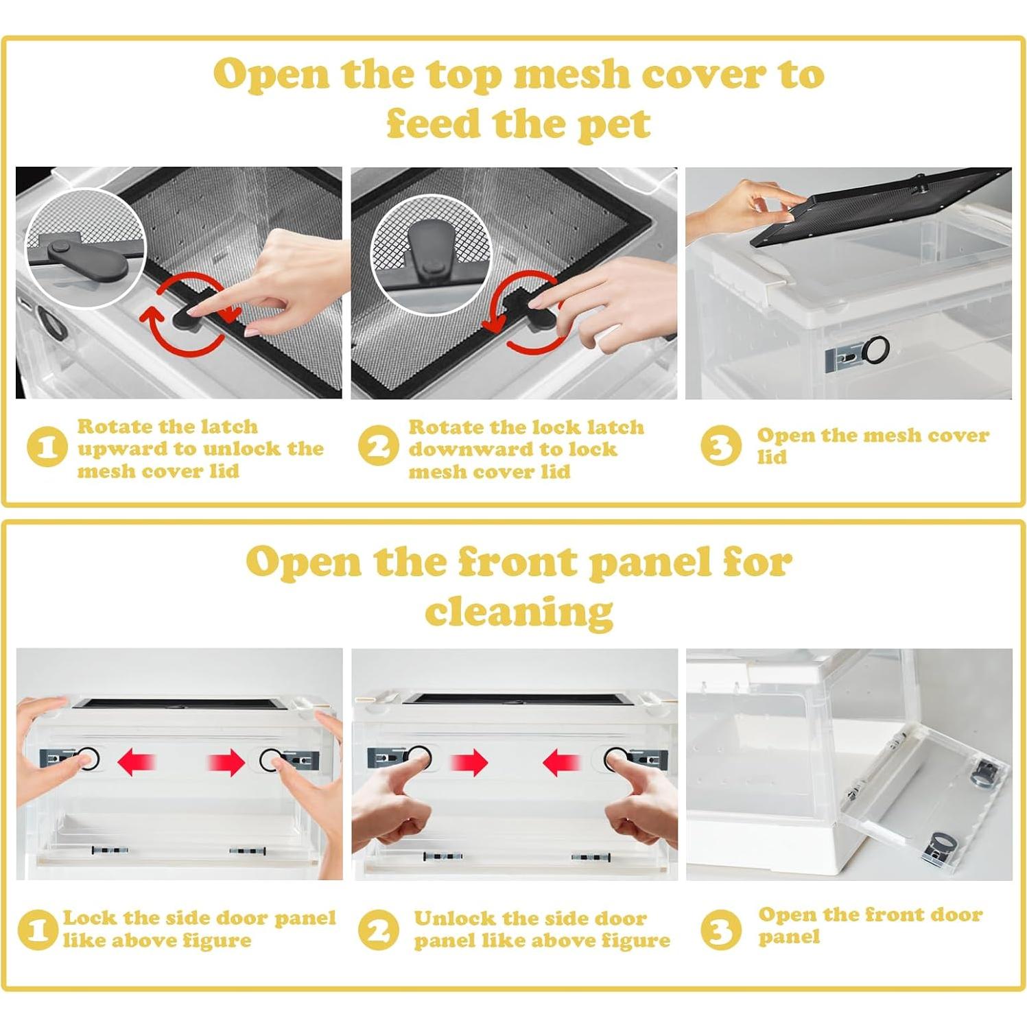 Caja de Alimentación para Reptiles PINVNBY 39.6x29.5x24.1 cm