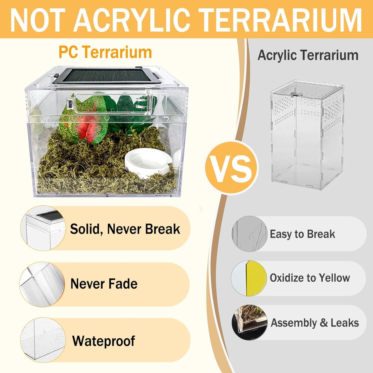 Terrario para reptiles Acsist 20.32x20.32x15.24cm con accesorios