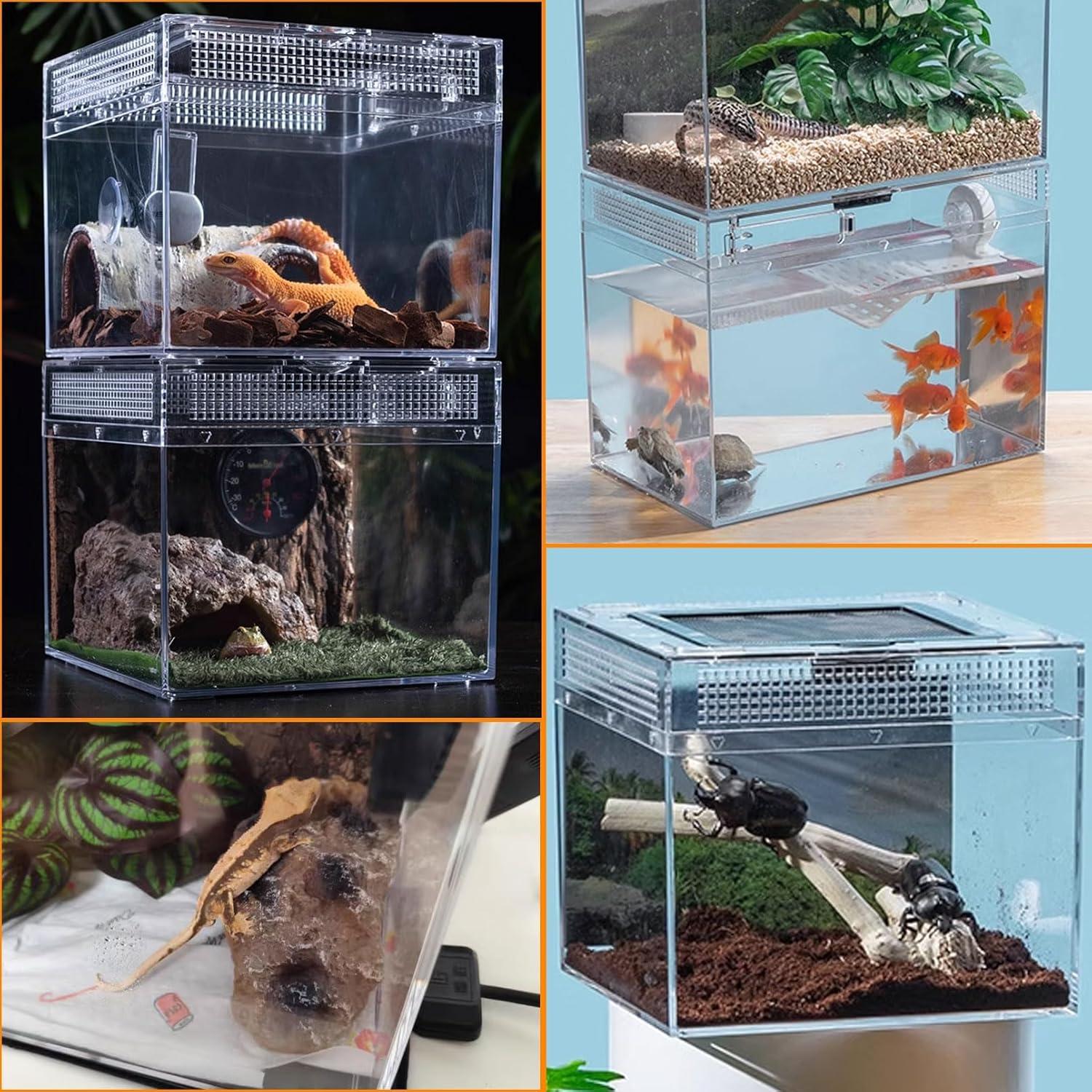 Terrario para reptiles Acsist 20.32x20.32x15.24cm con accesorios