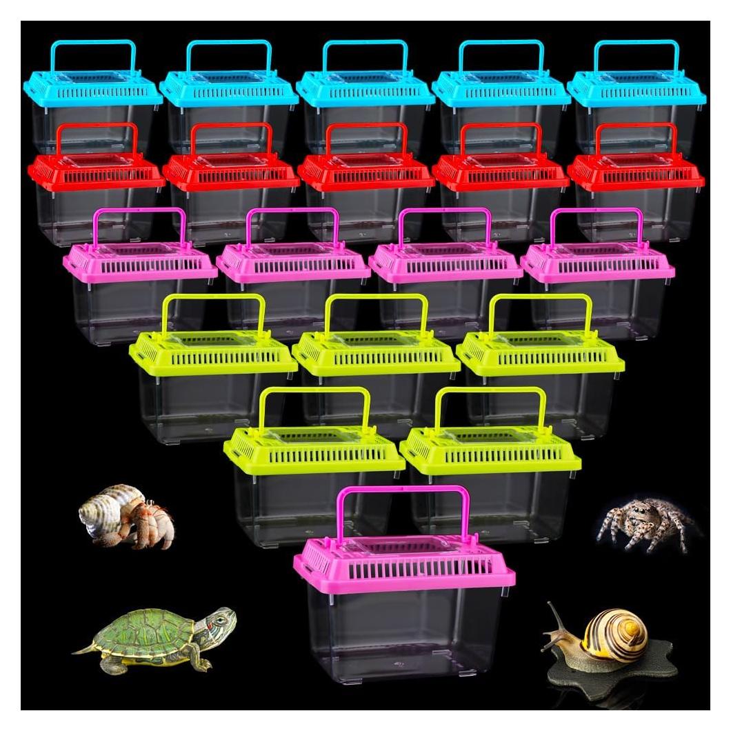 Paquete de 20 transportadores plásticos para reptiles DQITJ 13x8.9x8.9 cm