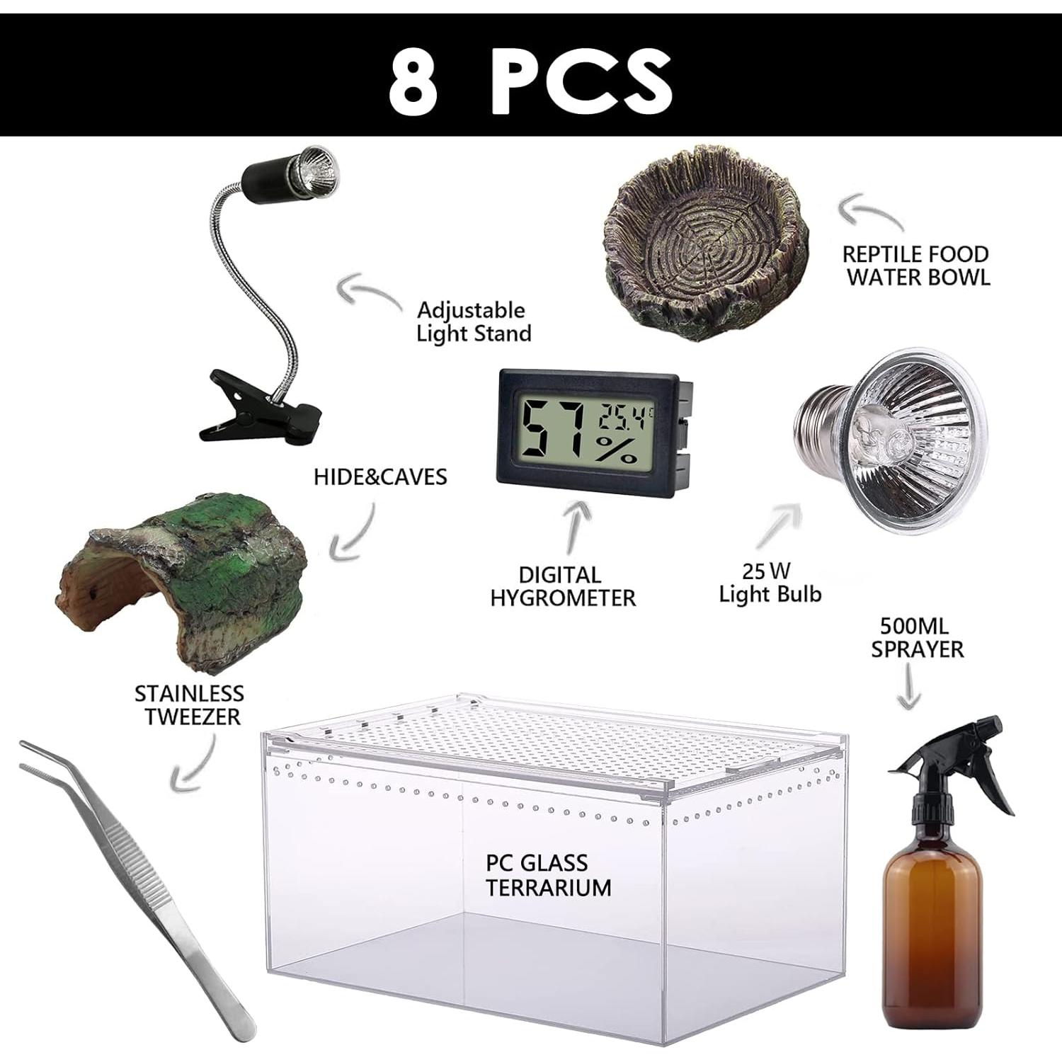 Terrario de Reptiles SANOSY Kit de Inicio 30x20x15 cm