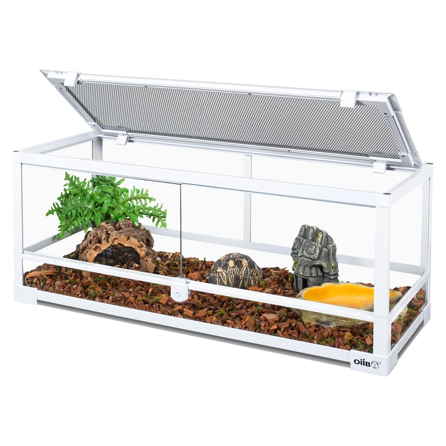 Terrario de vidrio OIIBO 20 galones 76.2x30.5x30.5 cm para reptiles