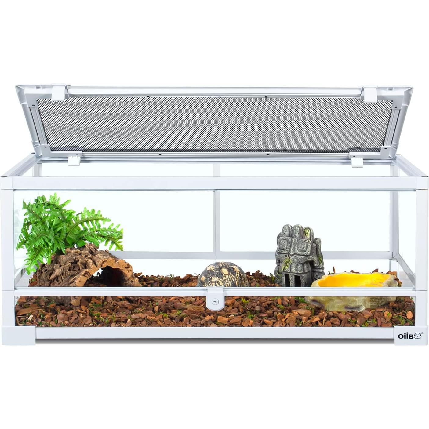 Terrario de vidrio OIIBO 20 galones 76.2x30.5x30.5 cm para reptiles