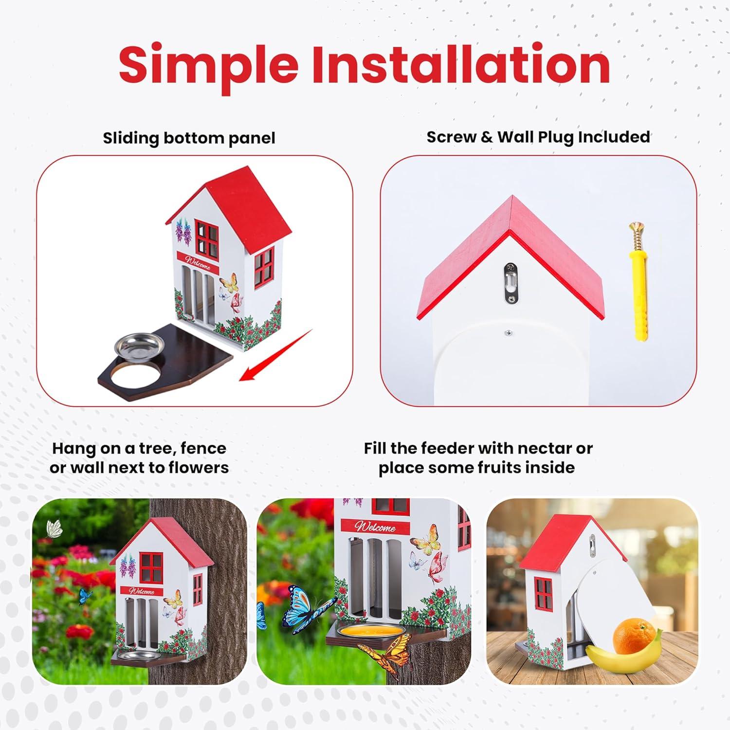 Casa y Comedero para Mariposas de Madera Gerani Design 18x10cm