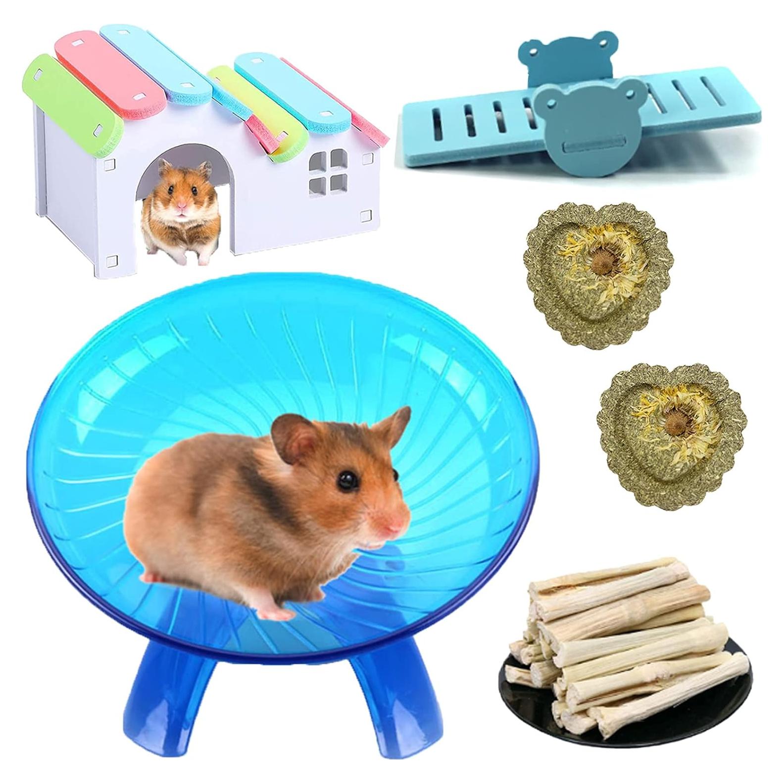 Set de Juguetes para Hámsters Hamiledyi - 10 Piezas con Rueda Silenciosa y Casa Arcoíris