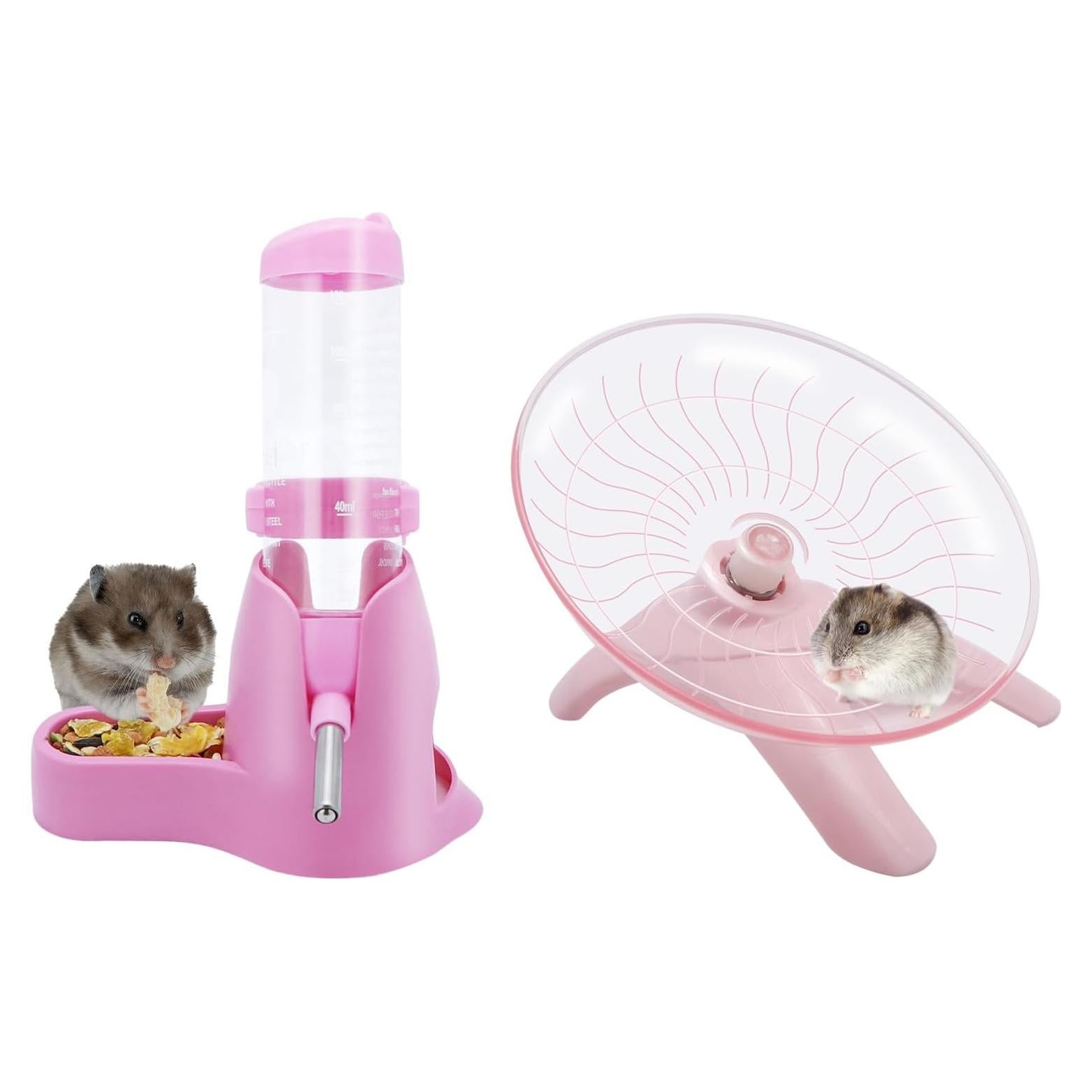 Botella de Agua para Hámster Wontee 125ML Rosa con Dispensador