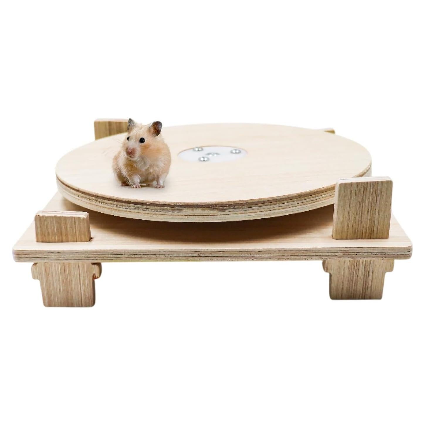 Plato Giratorio de Madera para Hámster y Mascotas Pequeñas