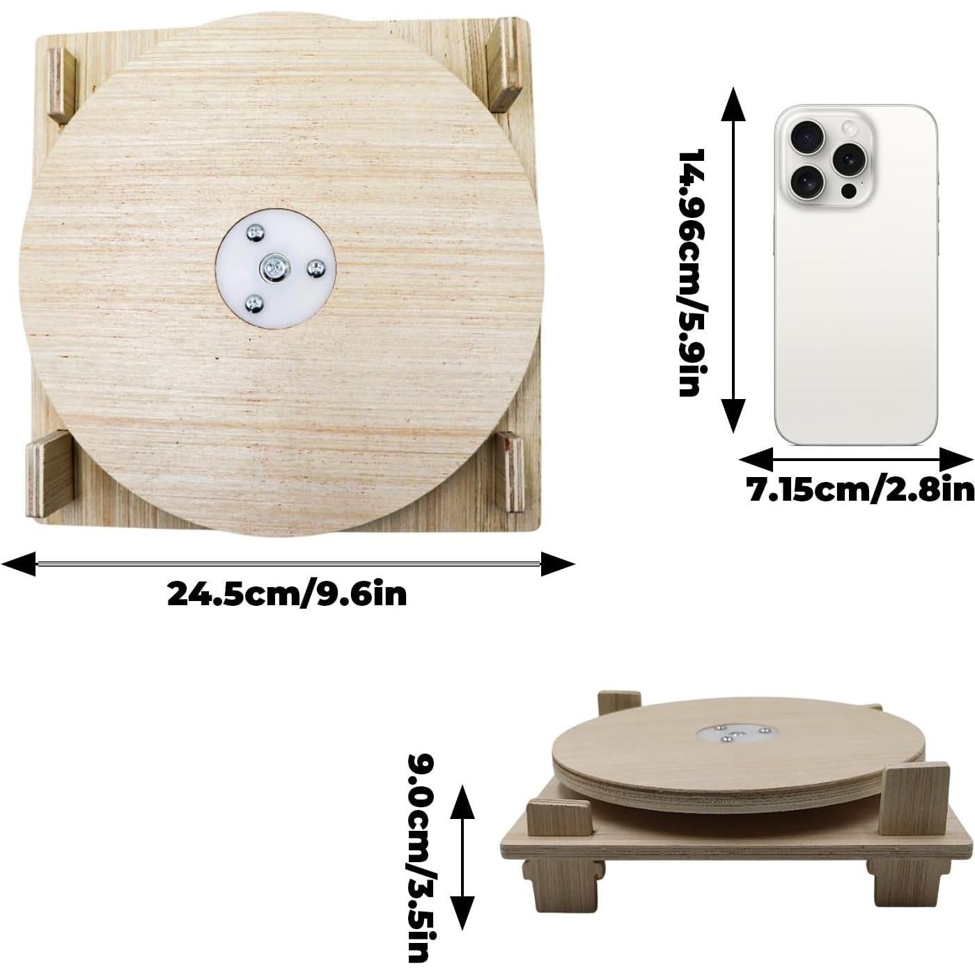 Plato Giratorio de Madera para Hámster y Mascotas Pequeñas