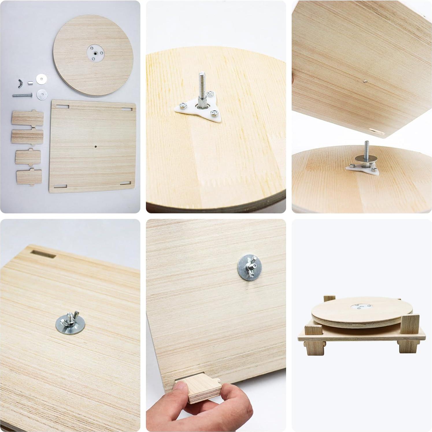 Plato Giratorio de Madera para Hámster y Mascotas Pequeñas