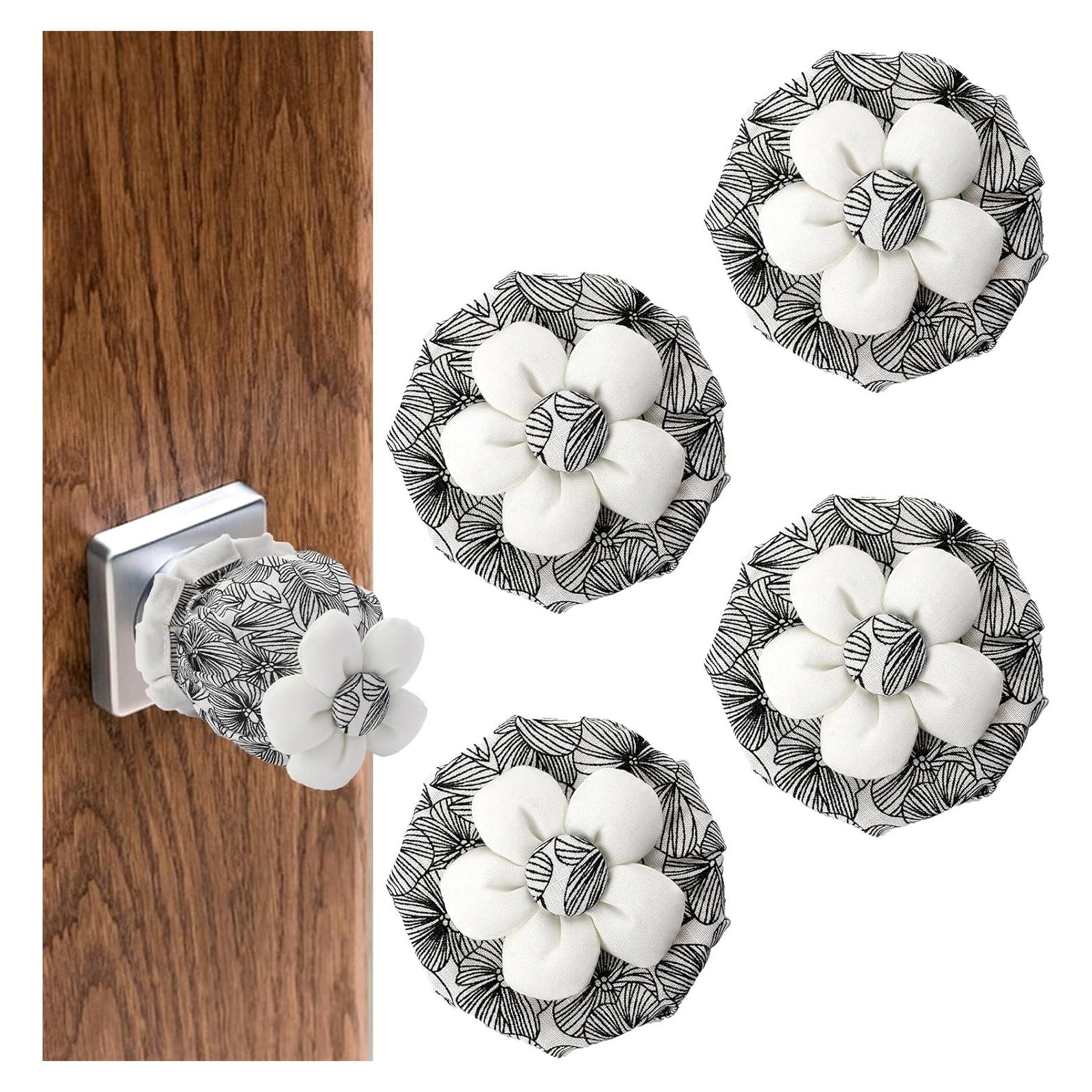Cubiertas de Pomo de Puerta Sliverdew 4 Pcs Floral Lavables