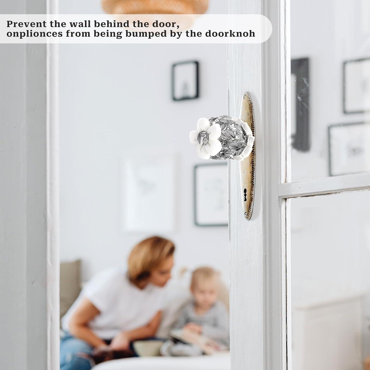 Cubiertas de Pomo de Puerta Sliverdew 4 Pcs Floral Lavables