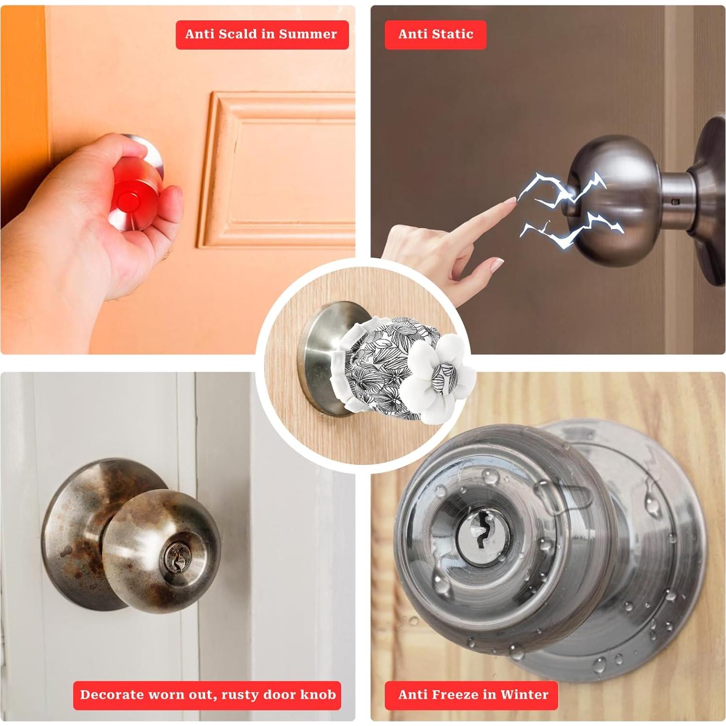 Cubiertas de Pomo de Puerta Sliverdew 4 Pcs Floral Lavables