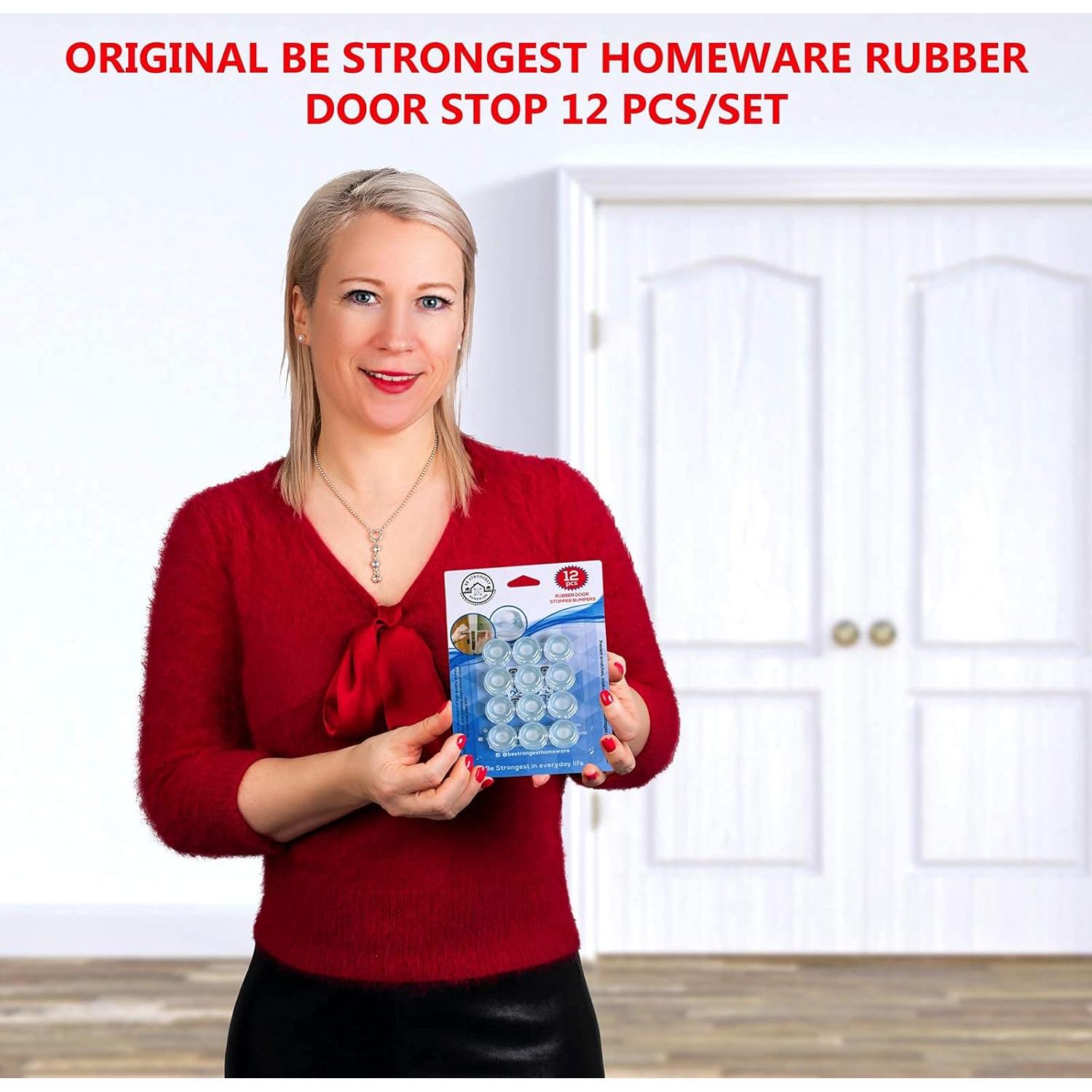 Topes de Puerta Transparentes Be Strongest - 12 Pcs Autoadhesivos