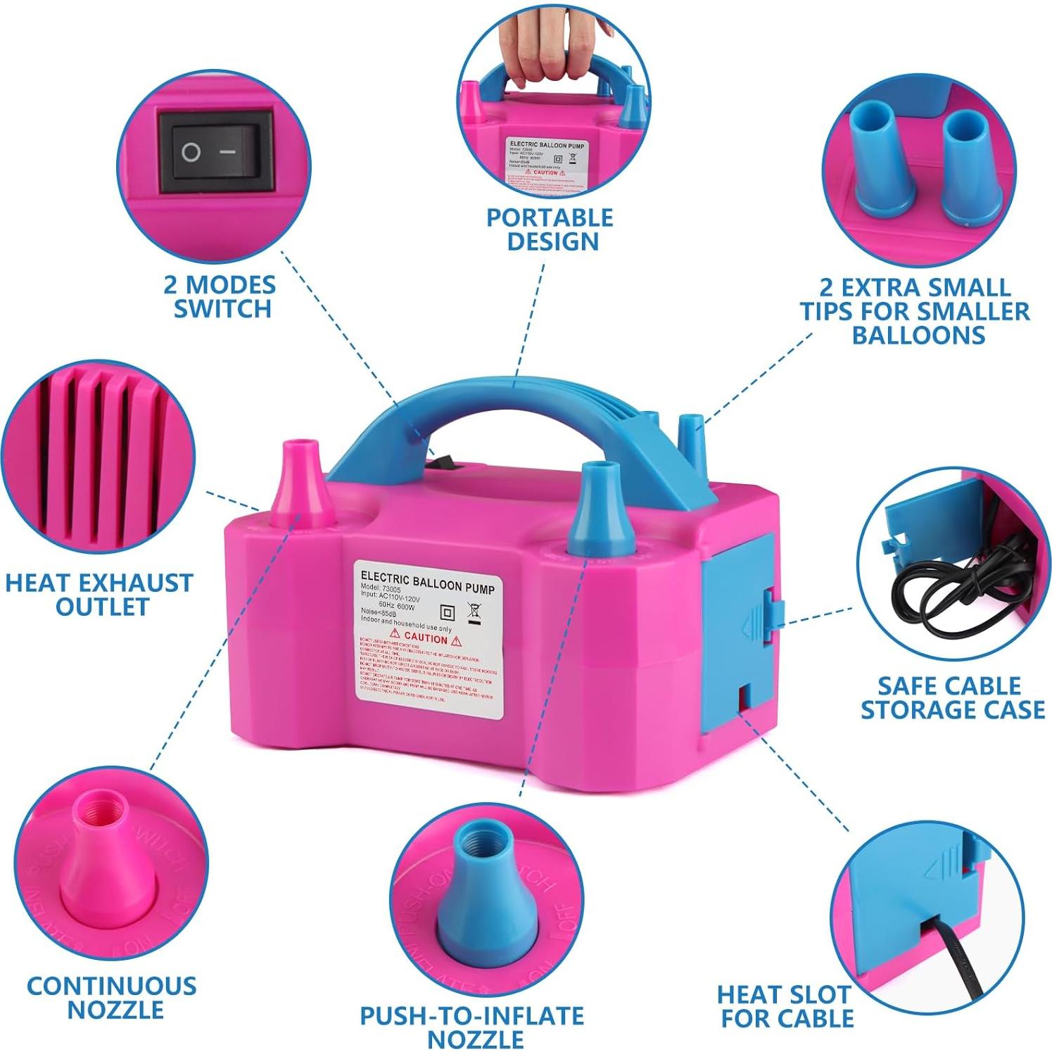 Bomba de globo eléctrica OWill 600W - Inflado rápido y portátil