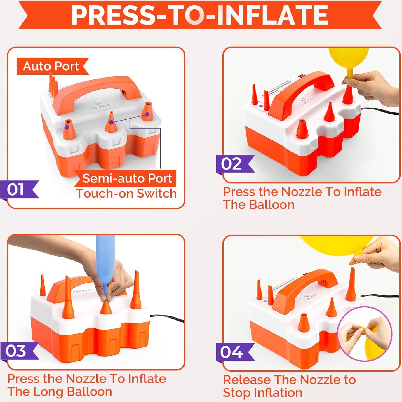 Bomba de Globo Eléctrica ETENWOLF P600 600W 1.57kg Naranja