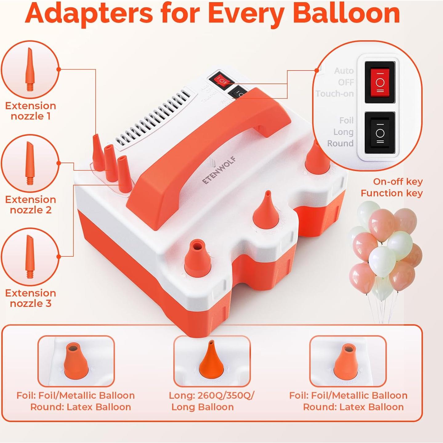 Bomba de Globo Eléctrica ETENWOLF P600 600W 1.57kg Naranja