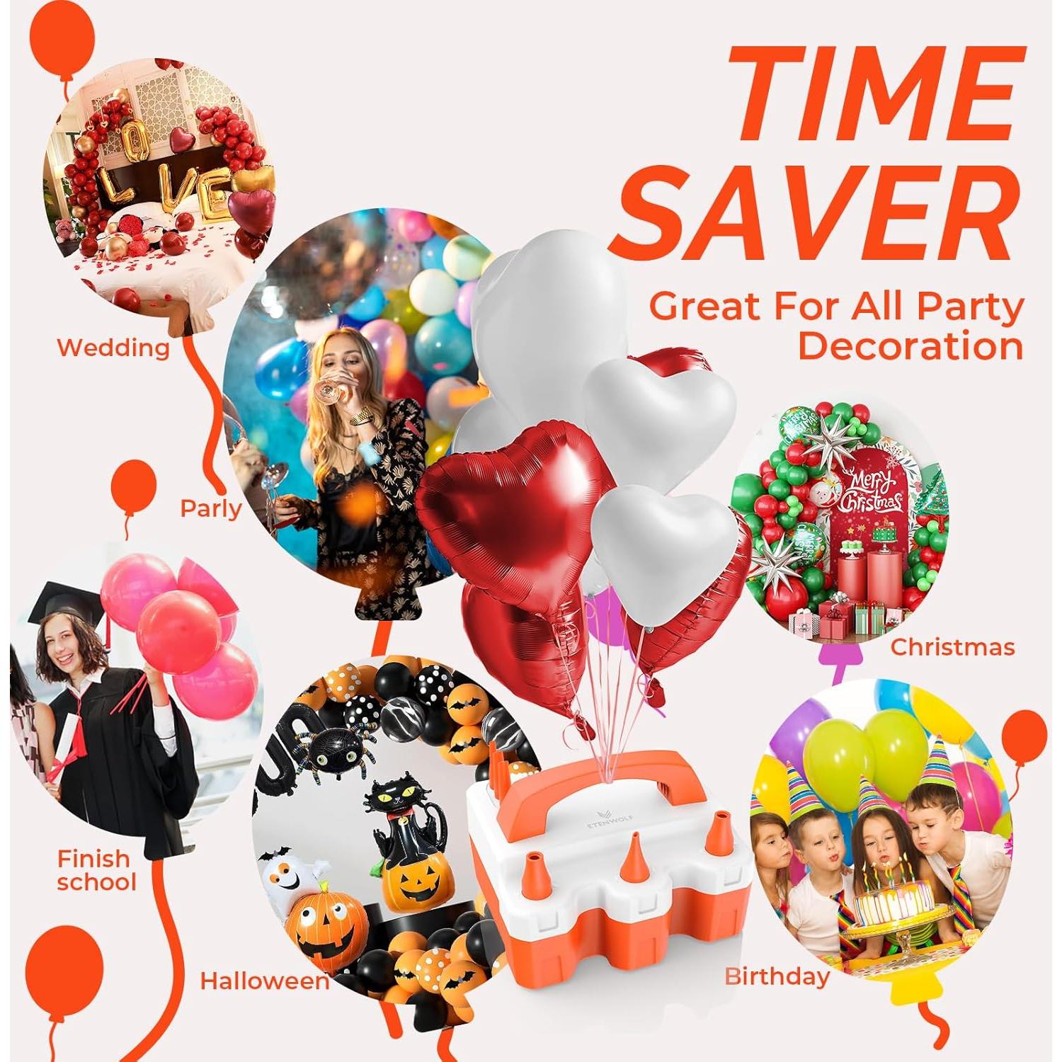 Bomba de Globo Eléctrica ETENWOLF P600 600W 1.57kg Naranja