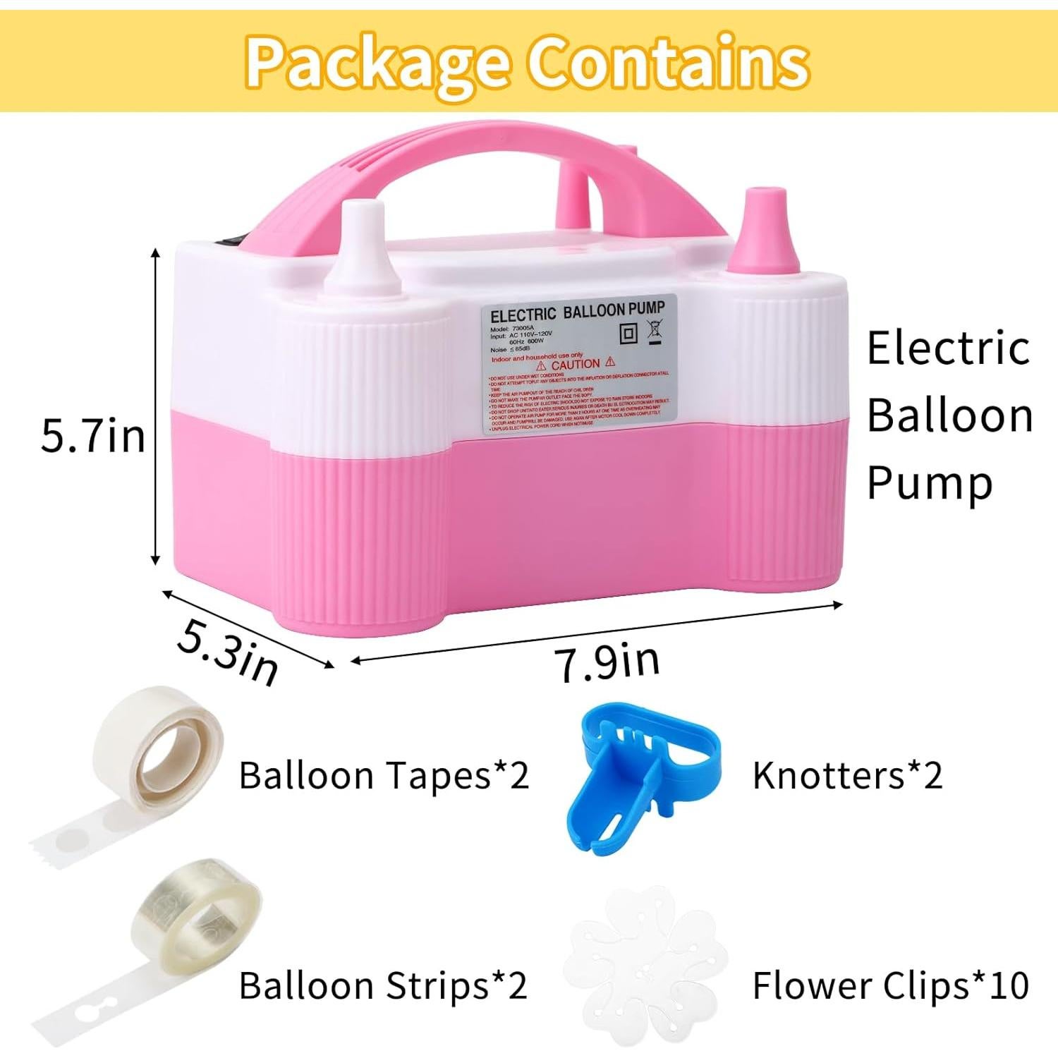 Bomba de Globo Eléctrica RUBFAC 600W Rosa y Blanco