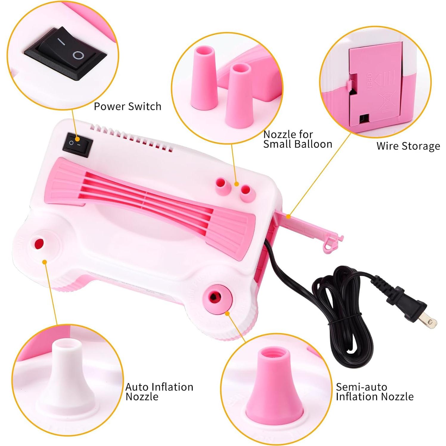 Bomba de Globo Eléctrica RUBFAC 600W Rosa y Blanco