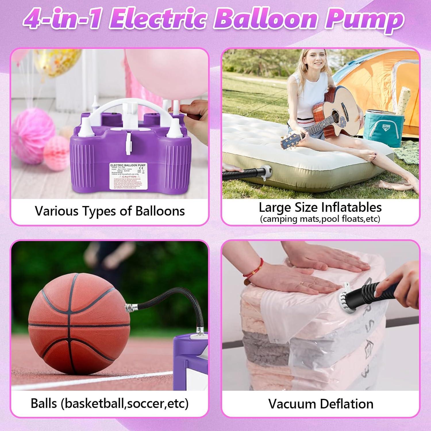 Bomba de Globo Eléctrica Ziziella 600W Doble Boquilla 4 en 1