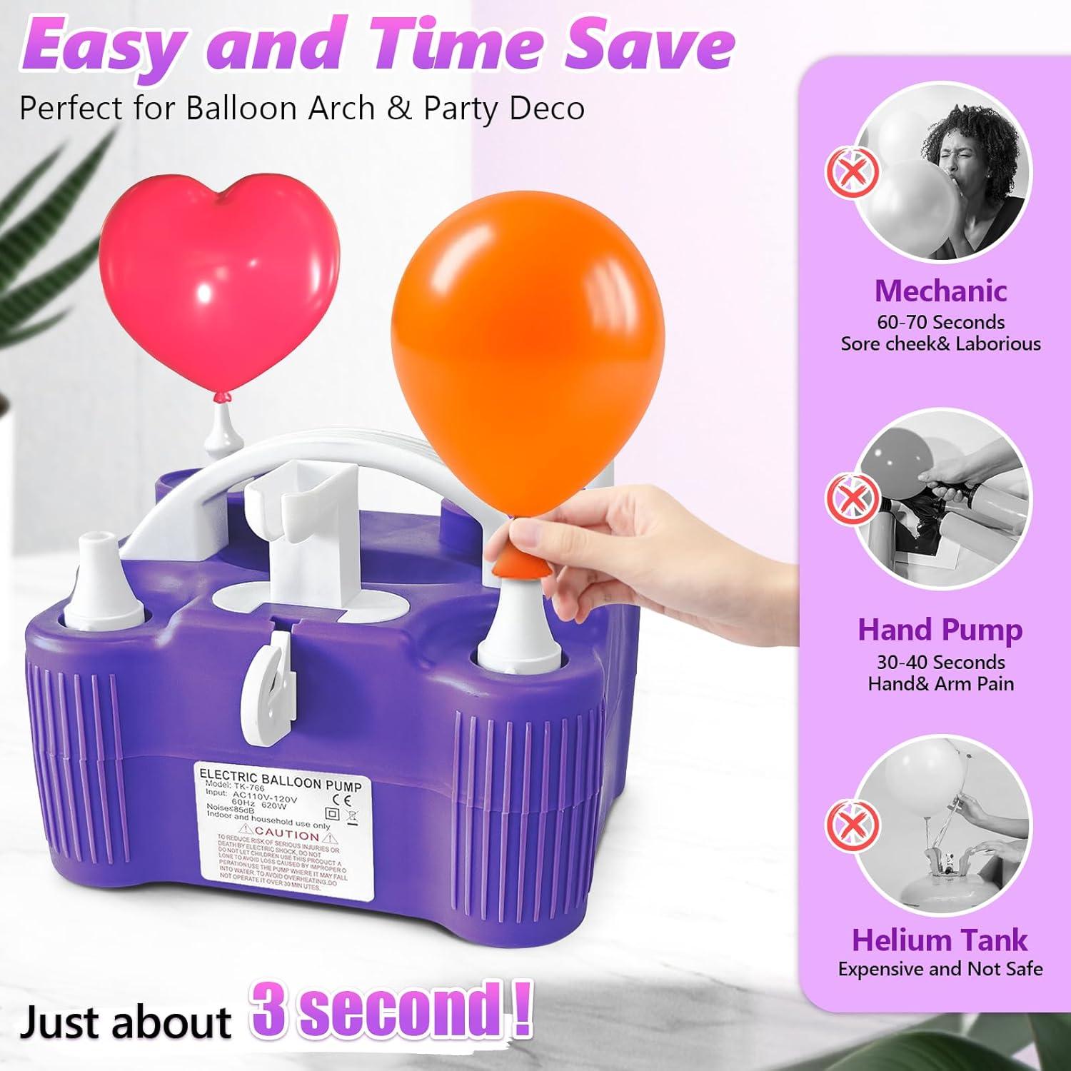 Bomba de Globo Eléctrica Ziziella 600W Doble Boquilla 4 en 1