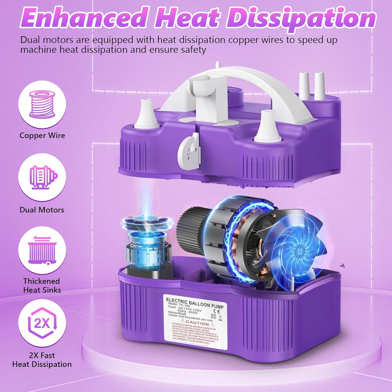 Bomba de Globo Eléctrica Ziziella 600W Doble Boquilla 4 en 1