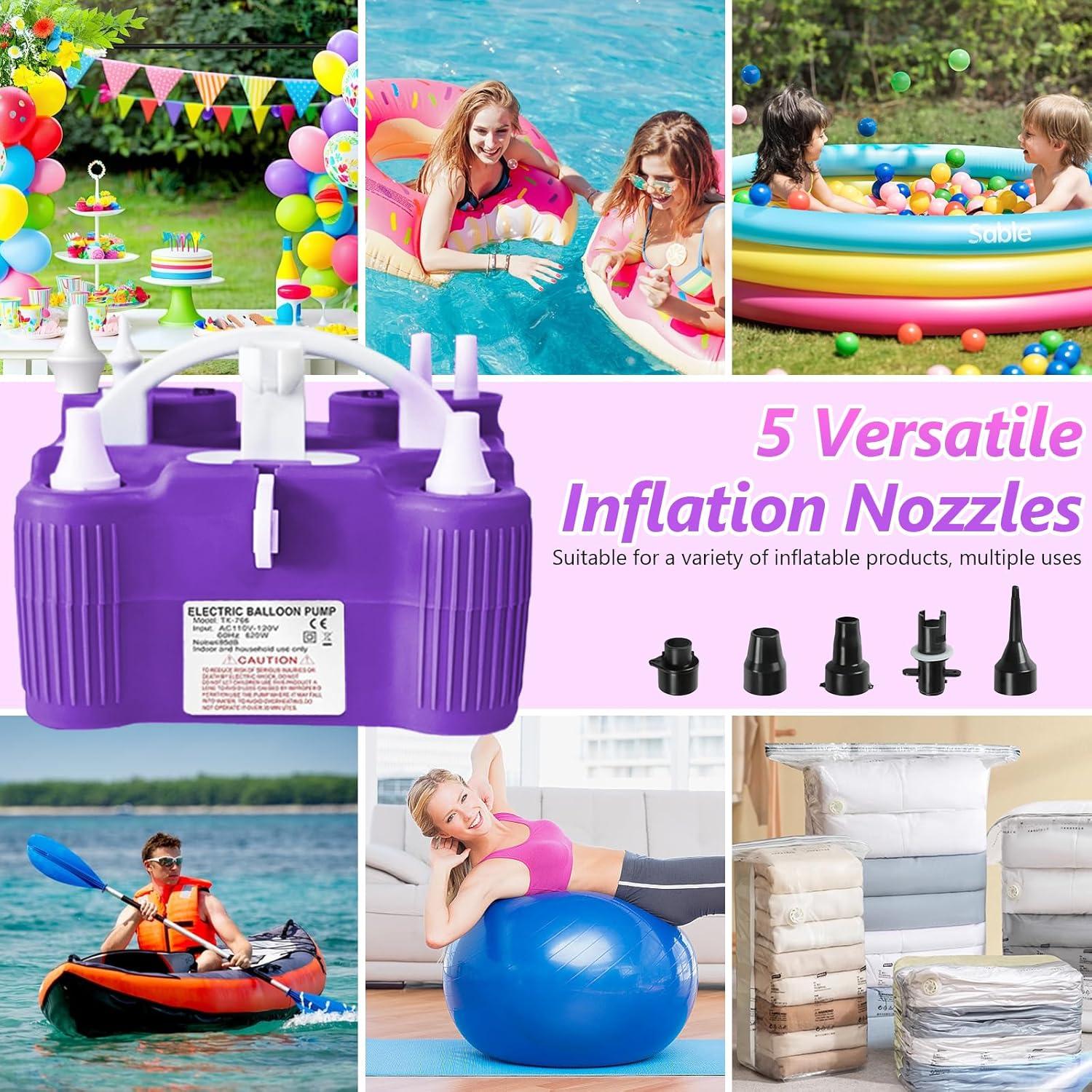 Bomba de Globo Eléctrica Ziziella 600W Doble Boquilla 4 en 1