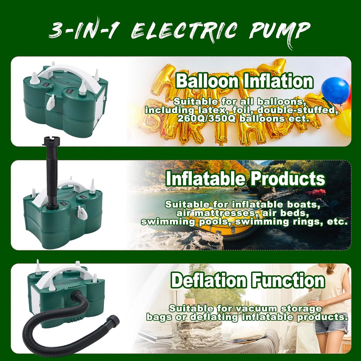 Bomba de Aire Eléctrica PCFING 3-en-1 para Globos y Inflables