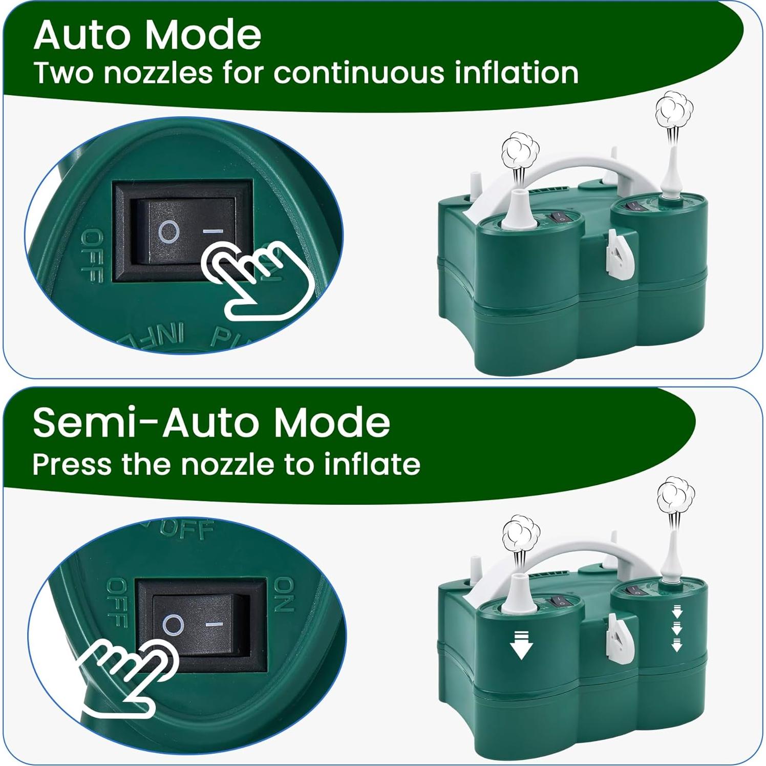 Bomba de Aire Eléctrica PCFING 3-en-1 para Globos y Inflables