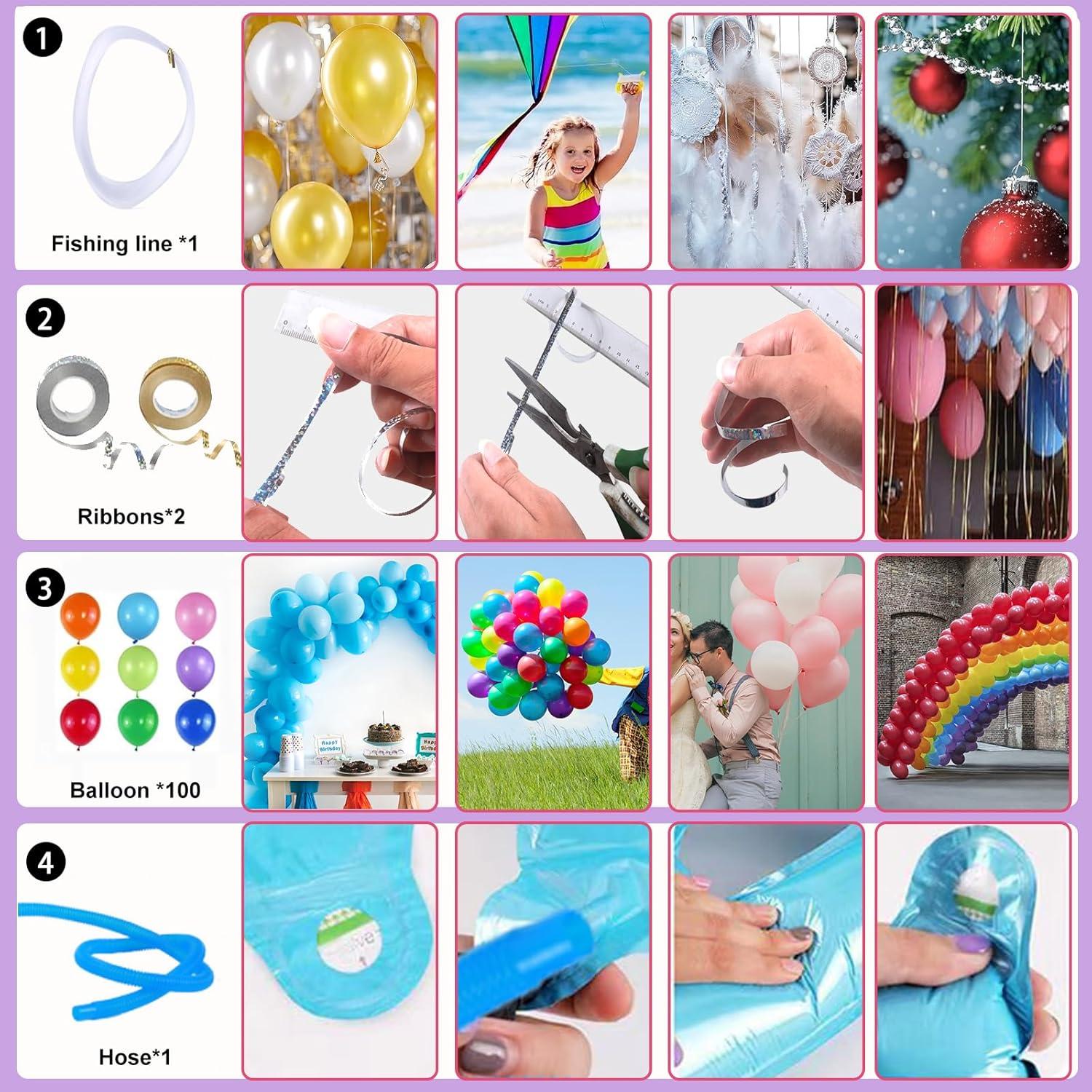 Bomba de Globos Eléctrica QIPUMP con 100 Globos y Accesorios