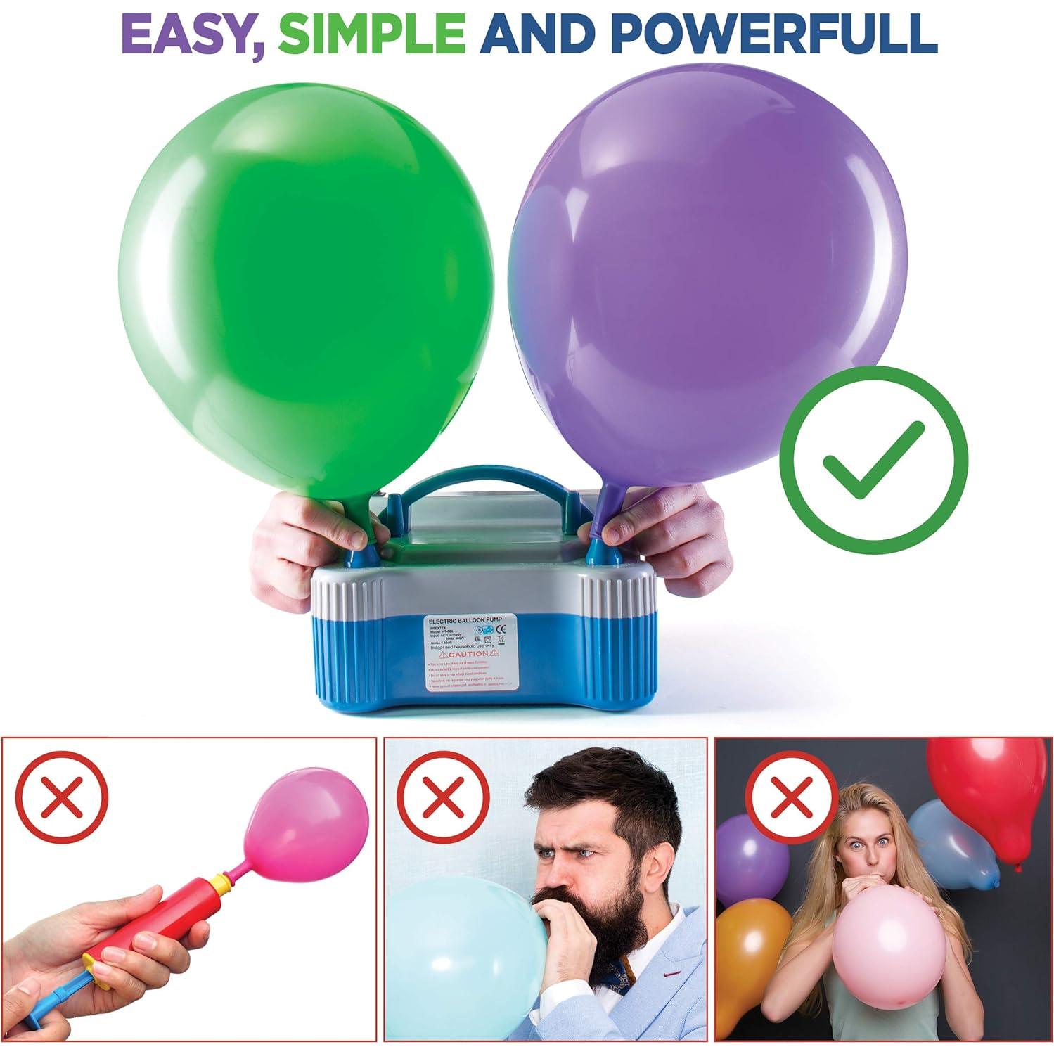 Bomba de Globo Eléctrica Prextex 800W Doble Boquilla Portátil