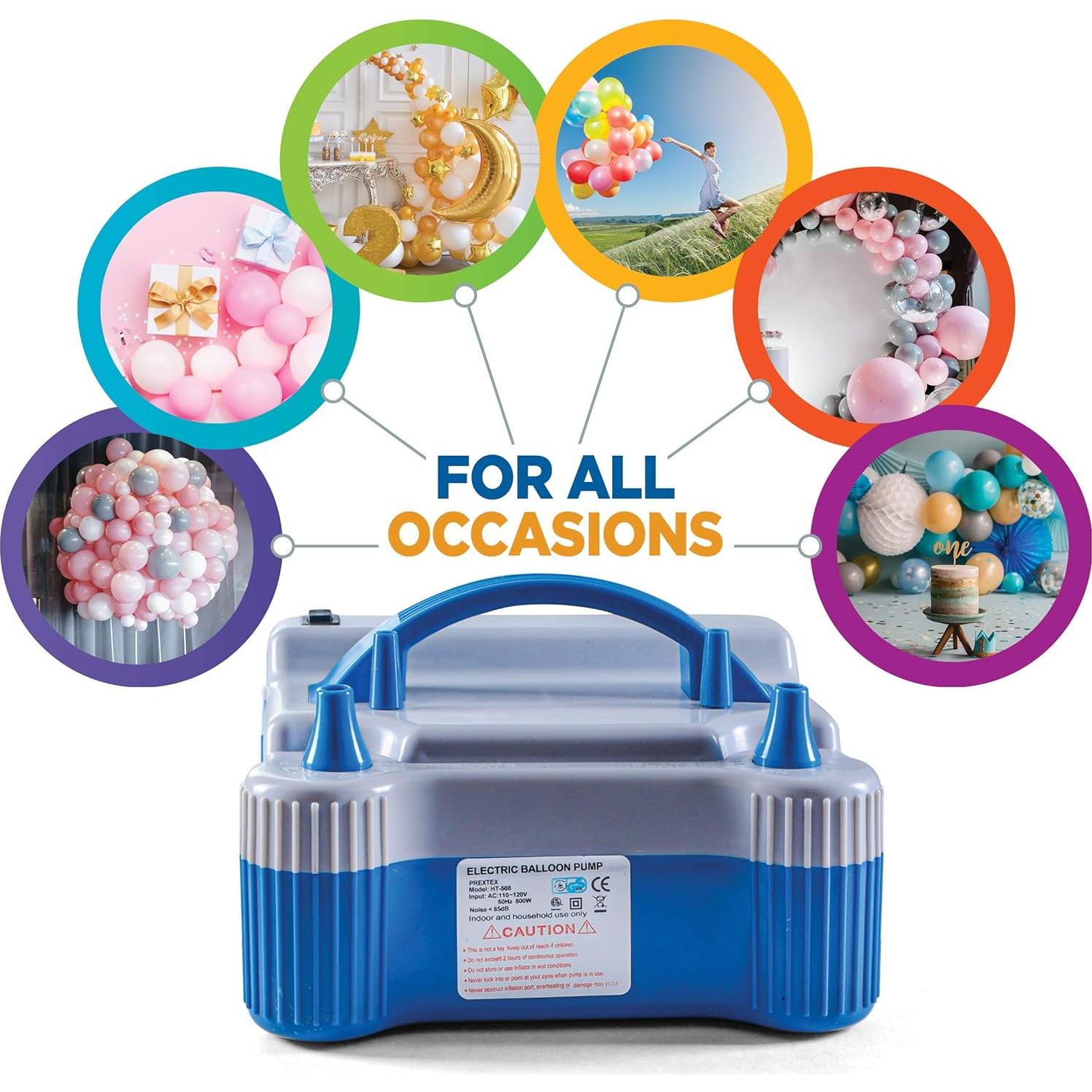 Bomba de Globo Eléctrica Prextex 800W Doble Boquilla Portátil