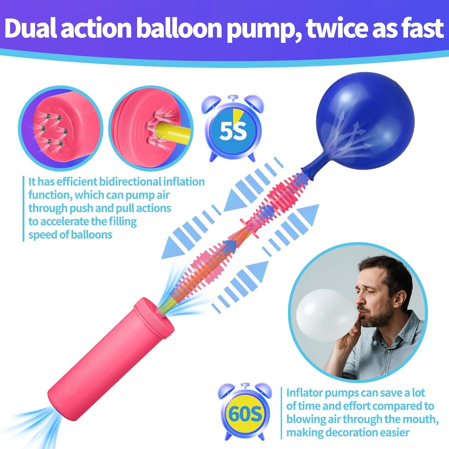 Bomba de Mano para Globos KUULBELA Doble Acción Rosa