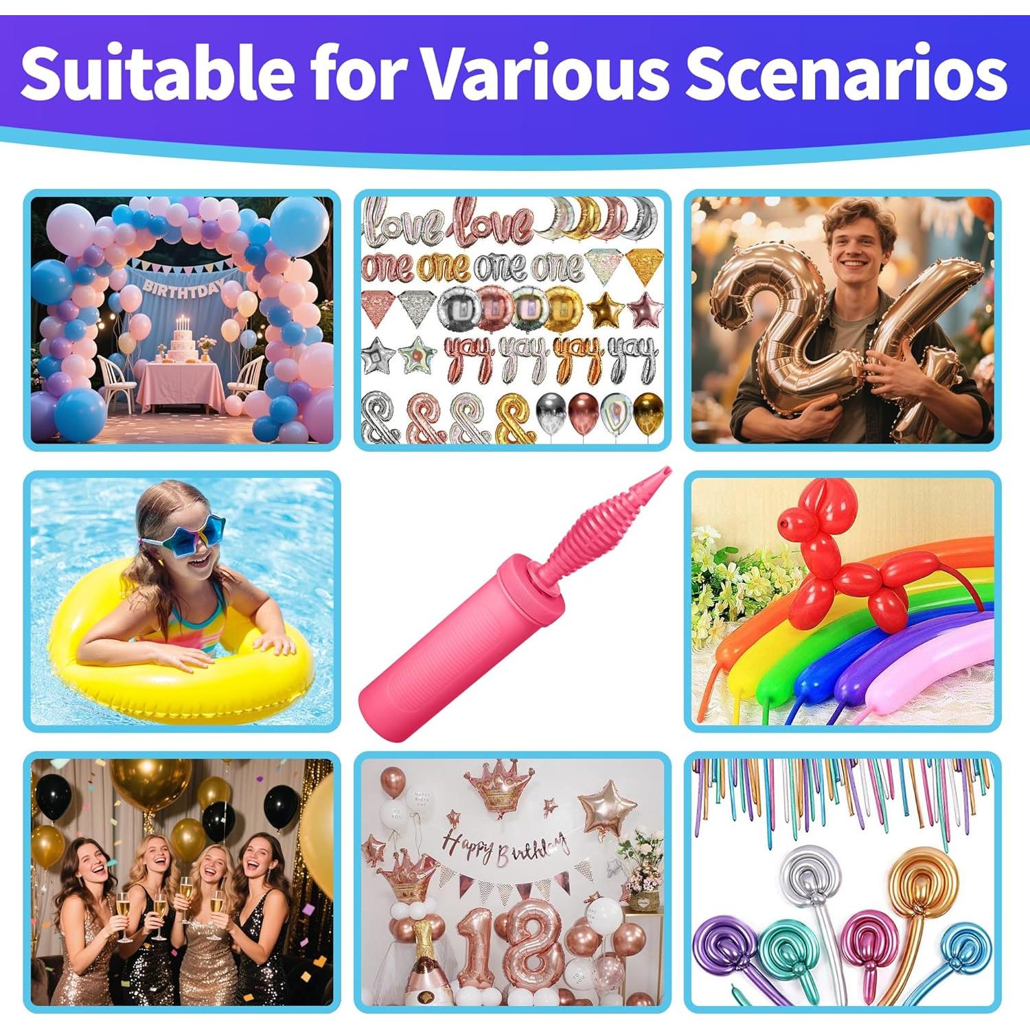 Bomba de Mano para Globos KUULBELA Doble Acción Rosa