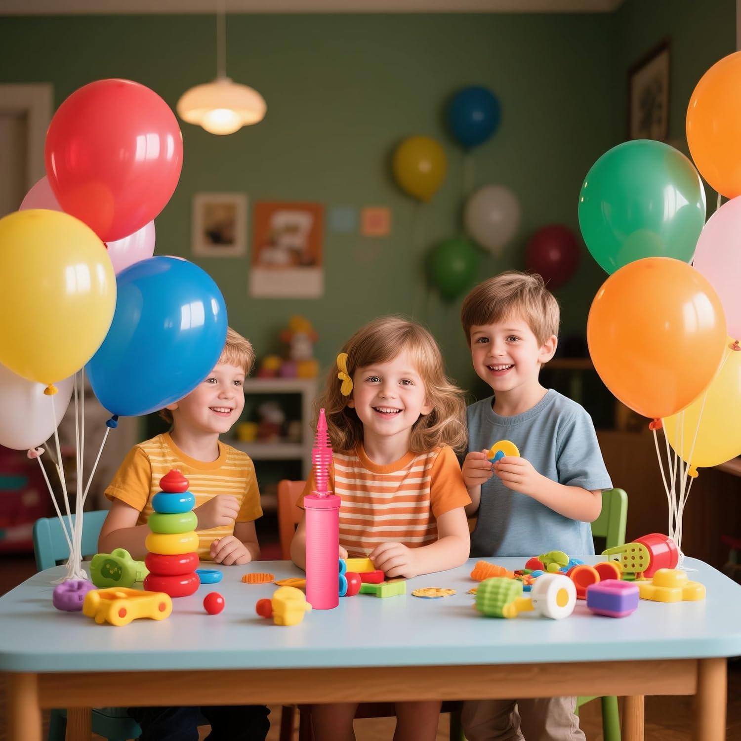 Bomba de Mano para Globos KUULBELA Doble Acción Rosa