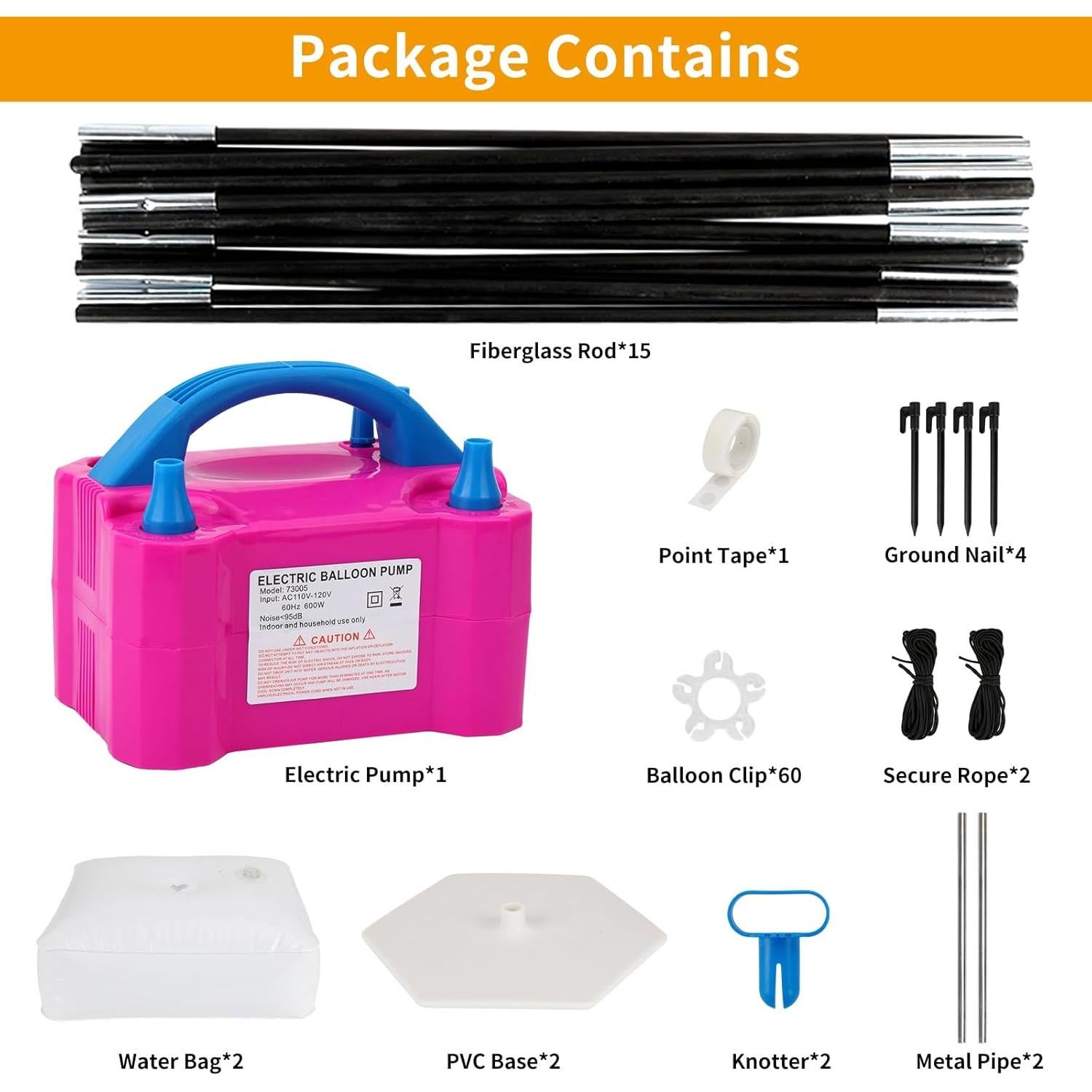 Kit de Arco de Globos RUBFAC con Bomba Eléctrica 2.16 kg