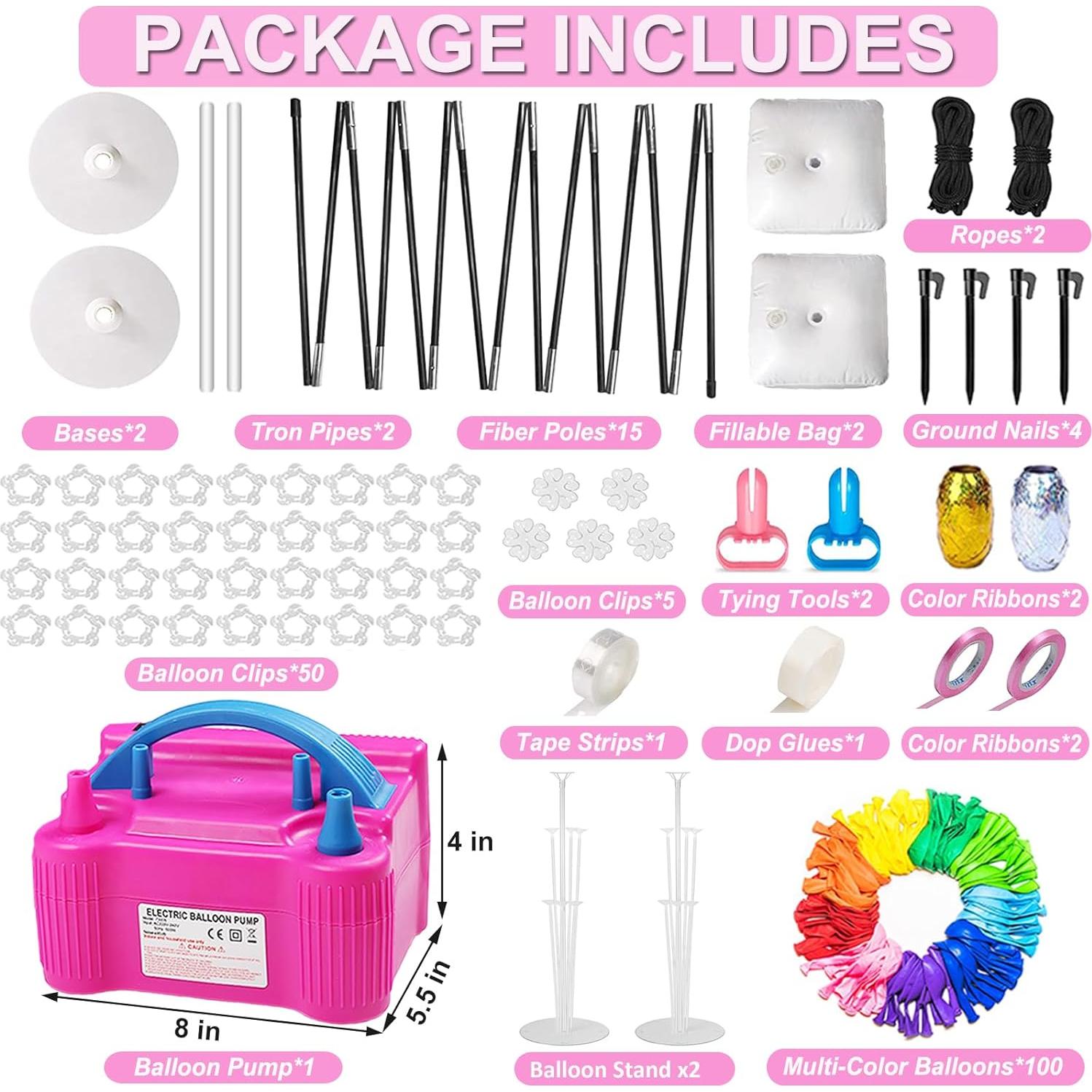 Kit de Arco de Globos iRabey 3m con Bomba Eléctrica y 100 Globos